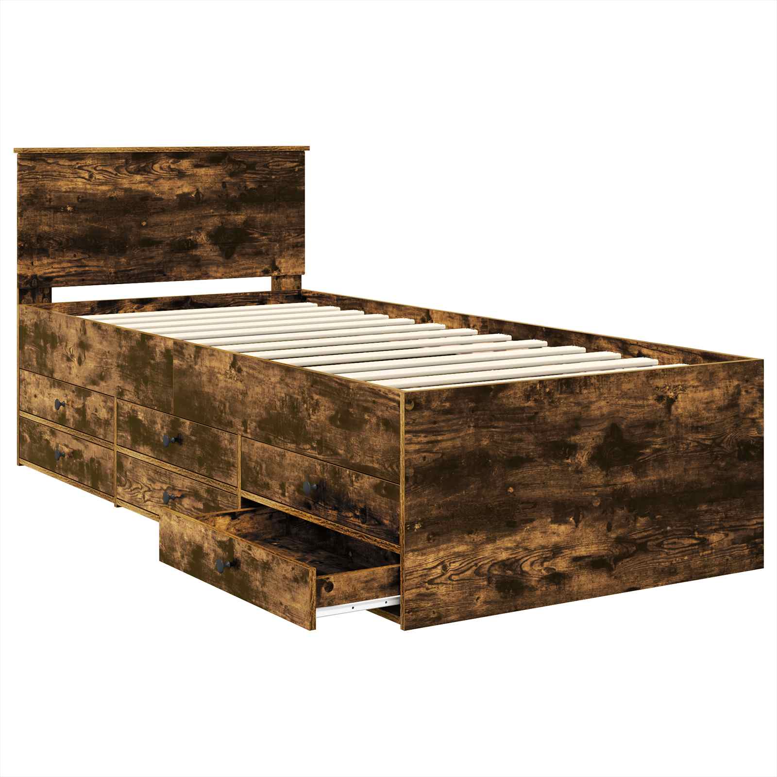Daybed Manual Stejar afumat și negru 90 x 200 cm Lemn compozit GartenMobel Dekor