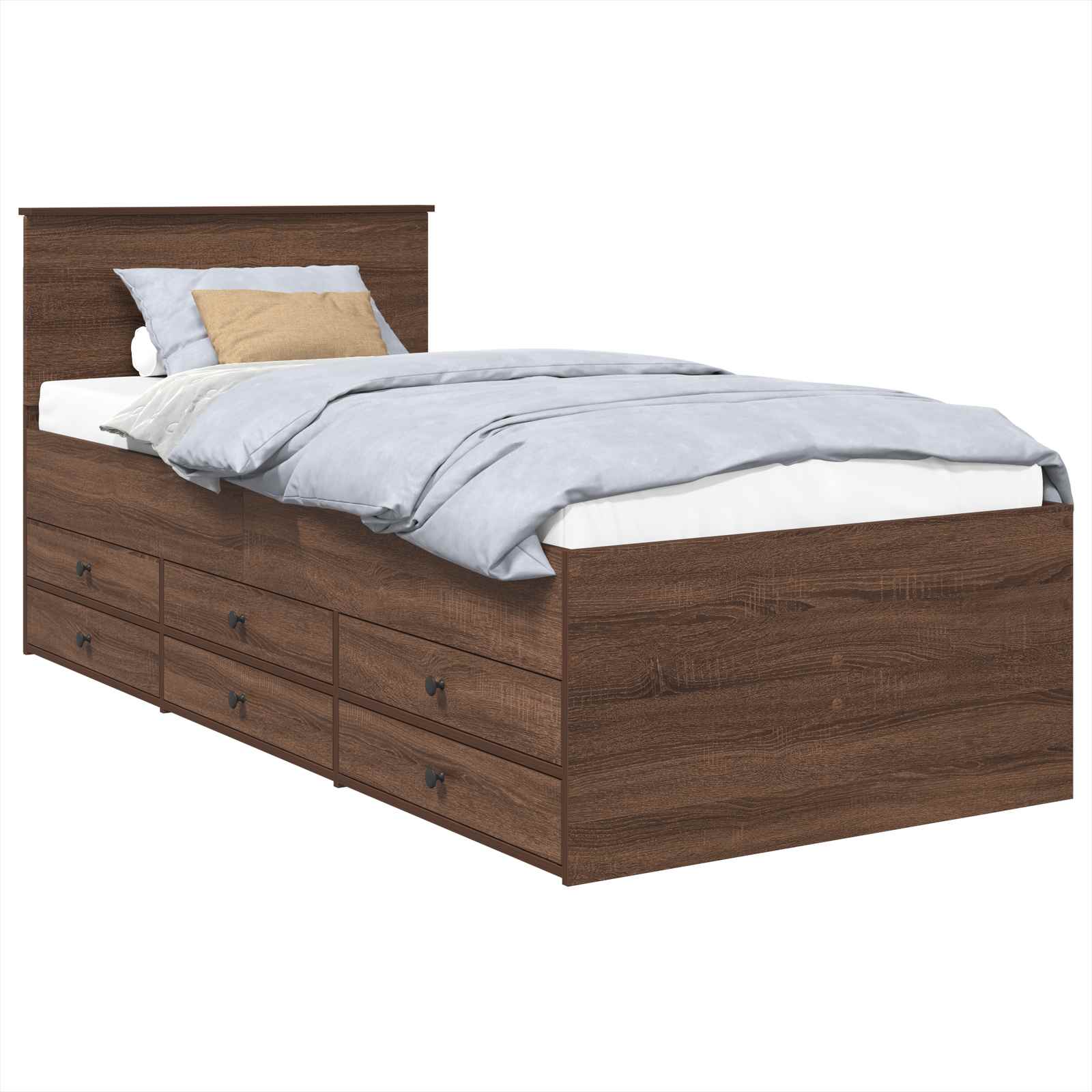 Daybed Manual Stejar maro și negru 100 x 200 cm Lemn compozit GartenMobel Dekor