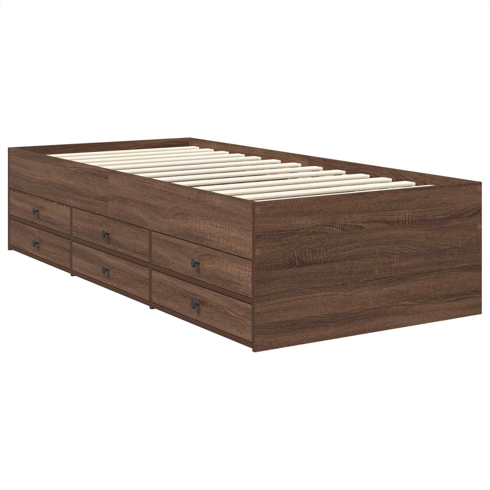 Daybed Manual Stejar maro și negru 100 x 200 cm Lemn compozit GartenMobel Dekor