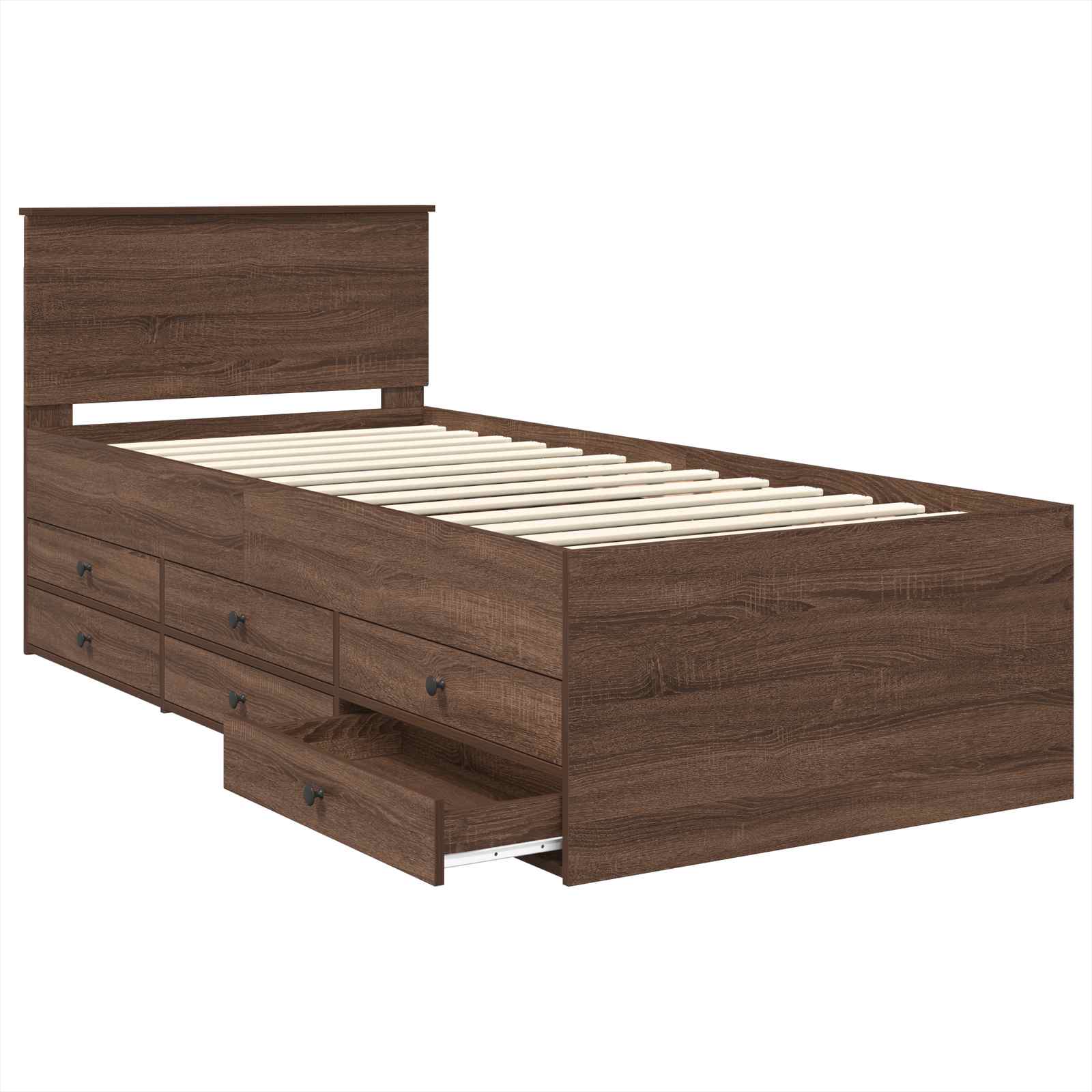 Daybed Manual Stejar maro și negru 100 x 200 cm Lemn compozit GartenMobel Dekor