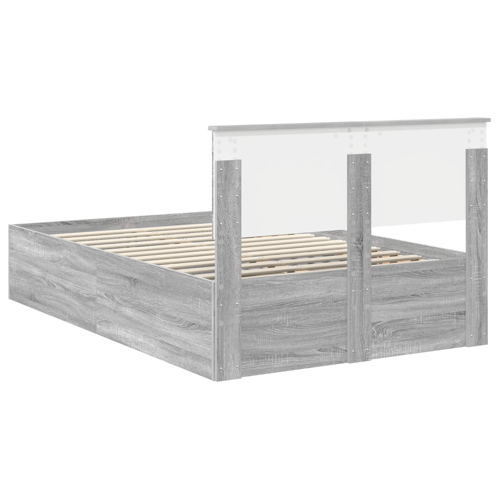 Cadru de pat cu headboard Gri Sonoma 120 x 190 cm Lemn compozit GartenMobel Dekor