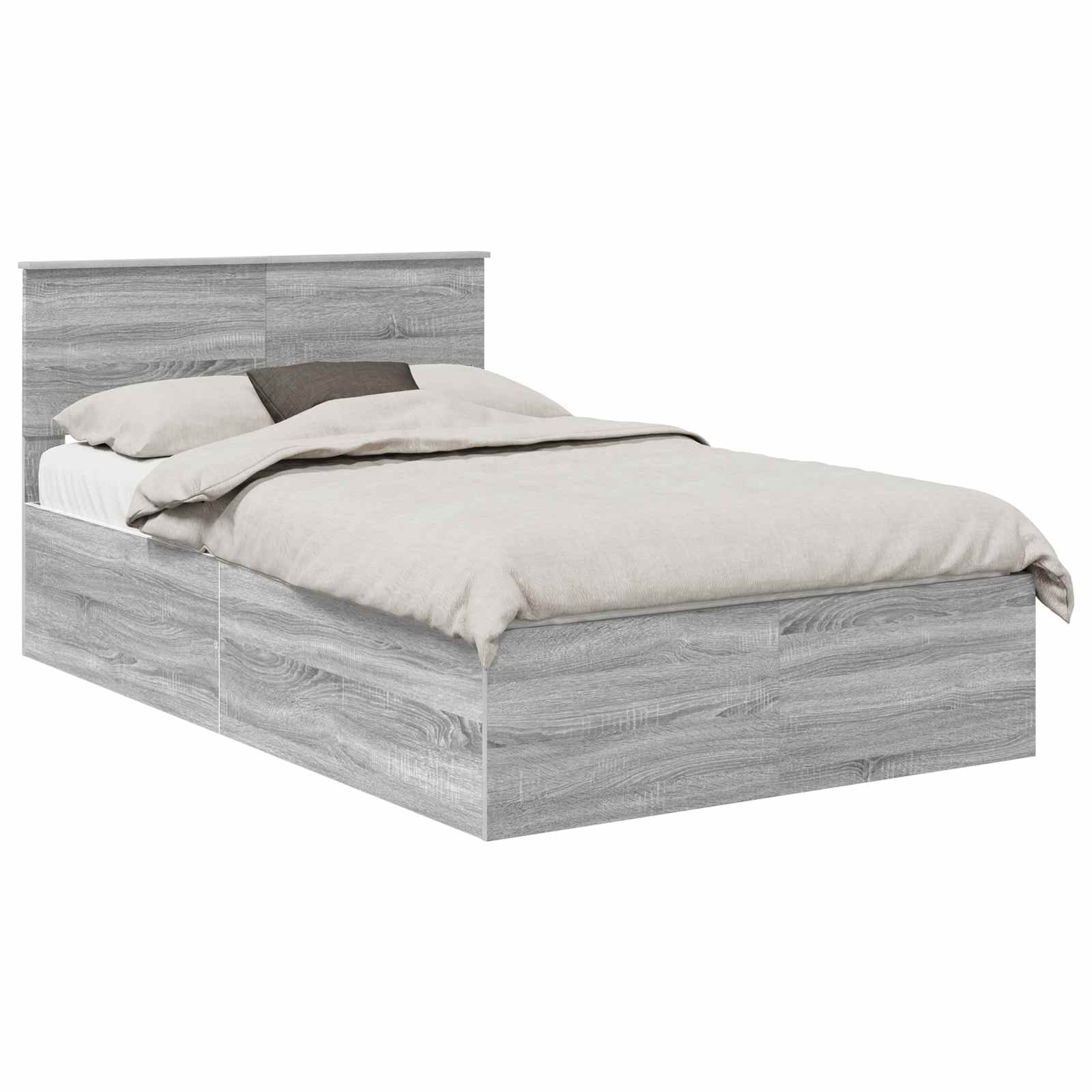 Cadru de pat cu headboard Gri Sonoma 120 x 190 cm Lemn compozit GartenMobel Dekor