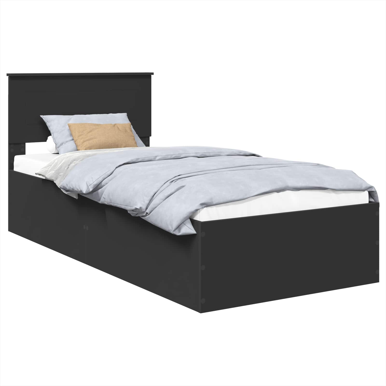 Cadru de pat cu headboard Negru 75 x 190 cm Lemn compozit GartenMobel Dekor