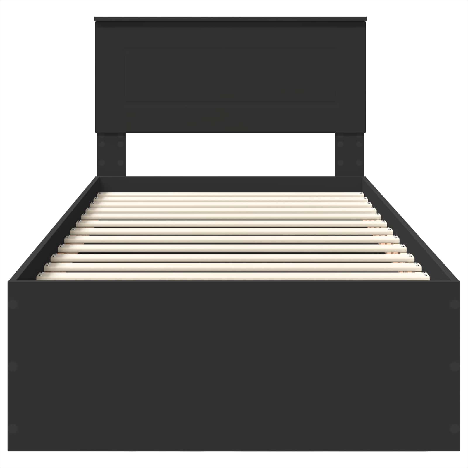 Cadru de pat cu headboard Negru 75 x 190 cm Lemn compozit GartenMobel Dekor