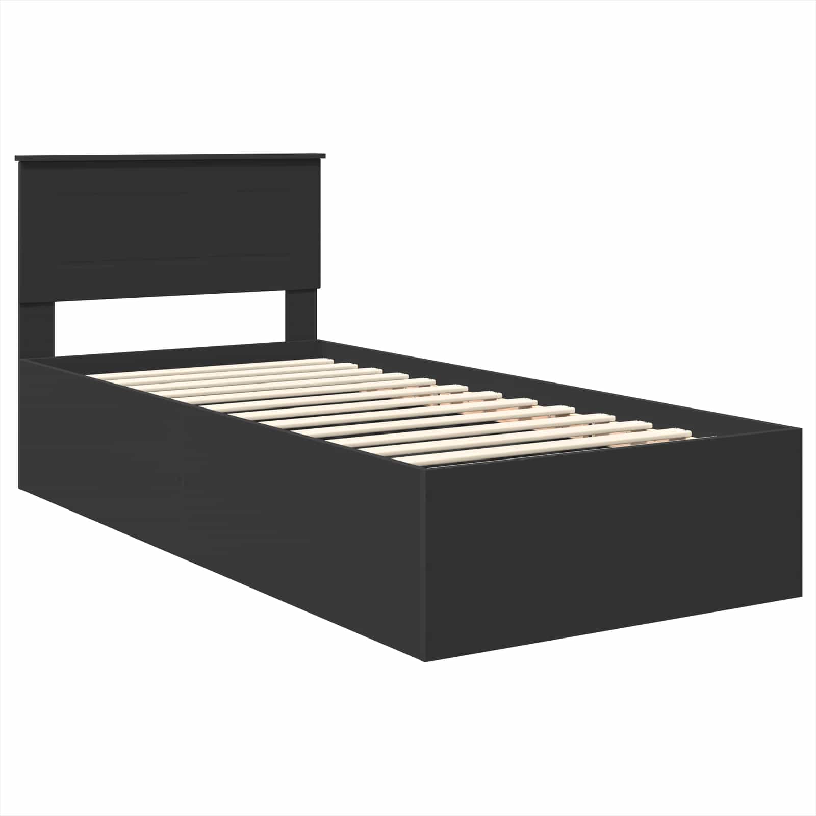 Cadru de pat cu headboard Negru 75 x 190 cm Lemn compozit GartenMobel Dekor