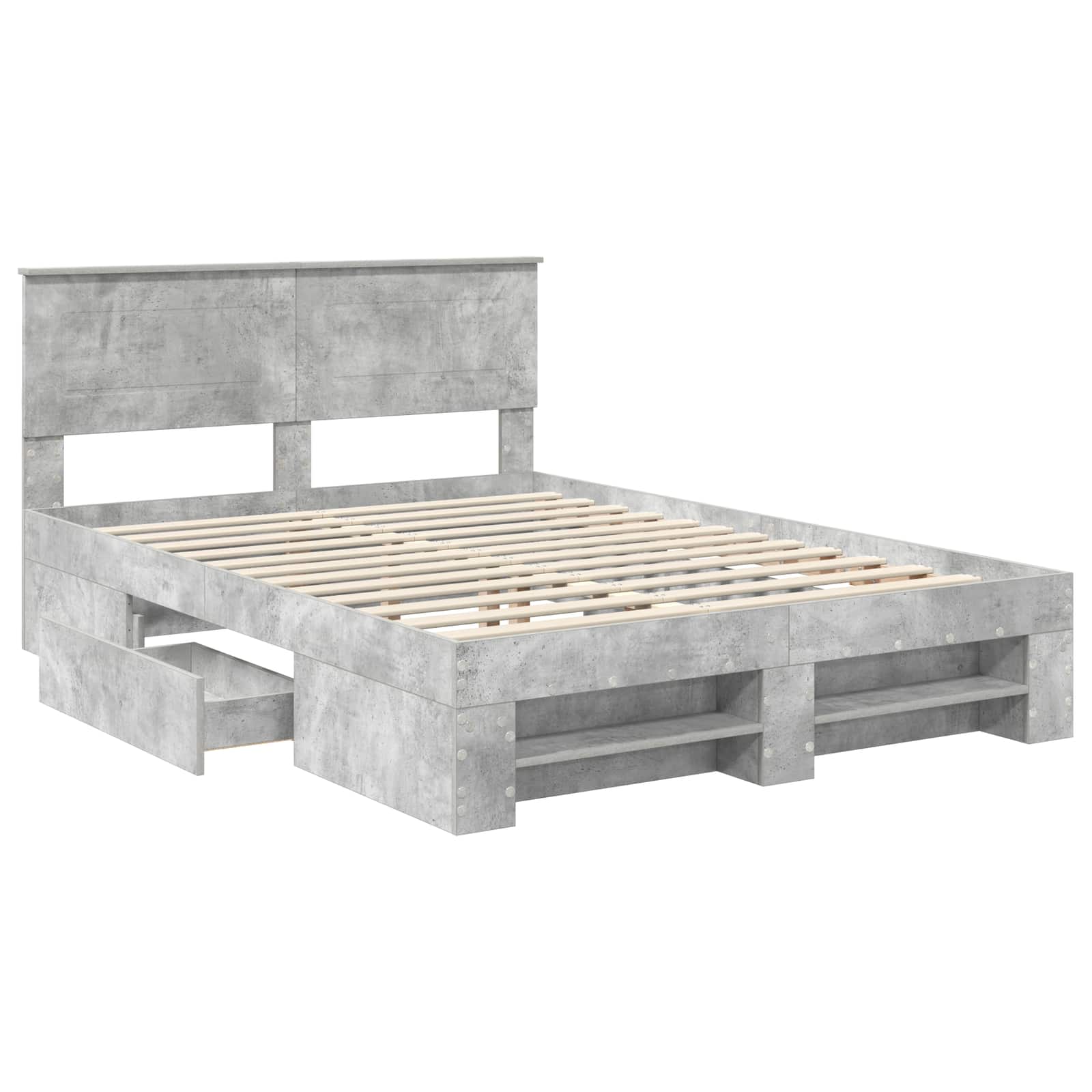 Cadru de pat Gri din beton 140 x 200 cm Lemn compozit GartenMobel Dekor