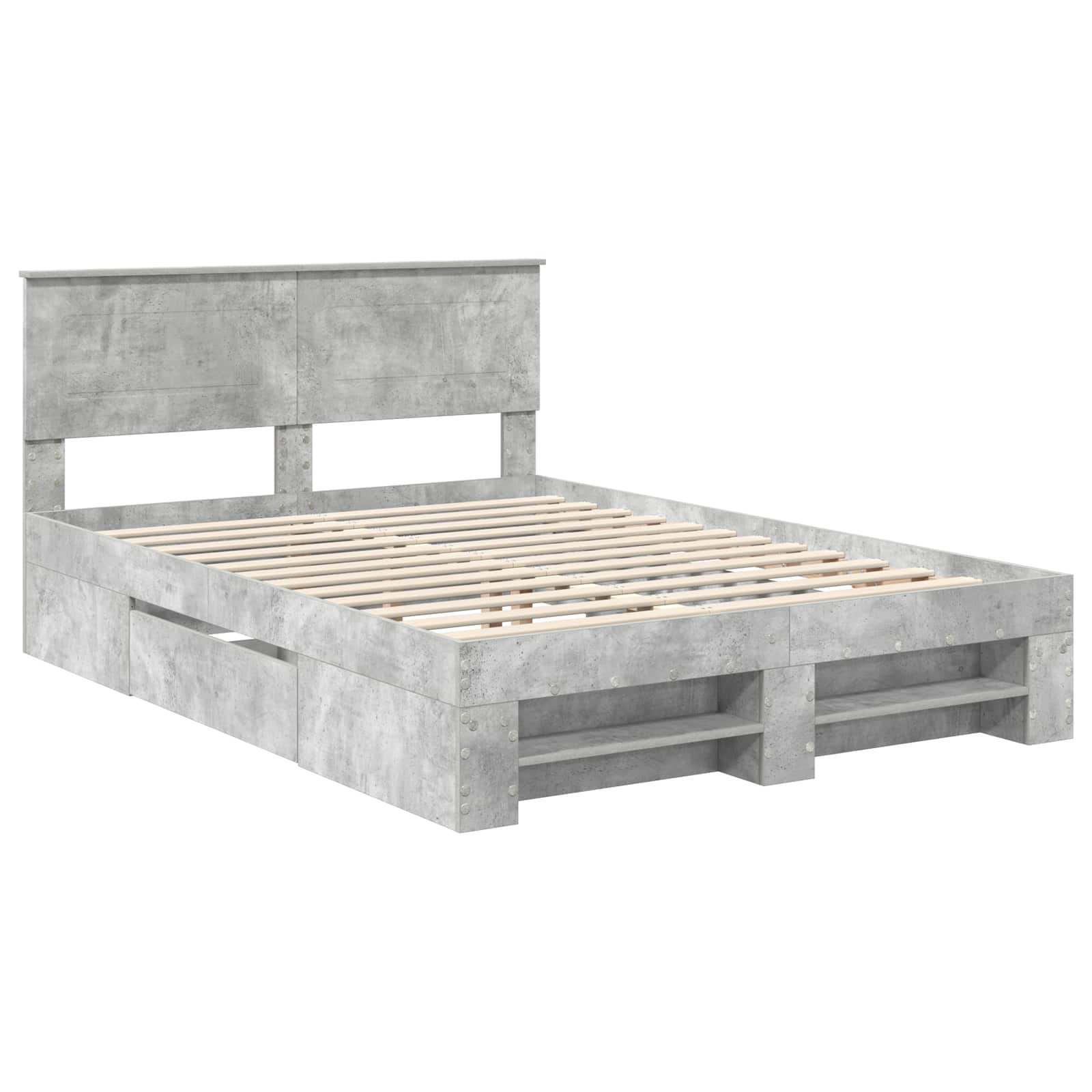 Cadru de pat Gri din beton 150 x 200 cm Lemn compozit GartenMobel Dekor