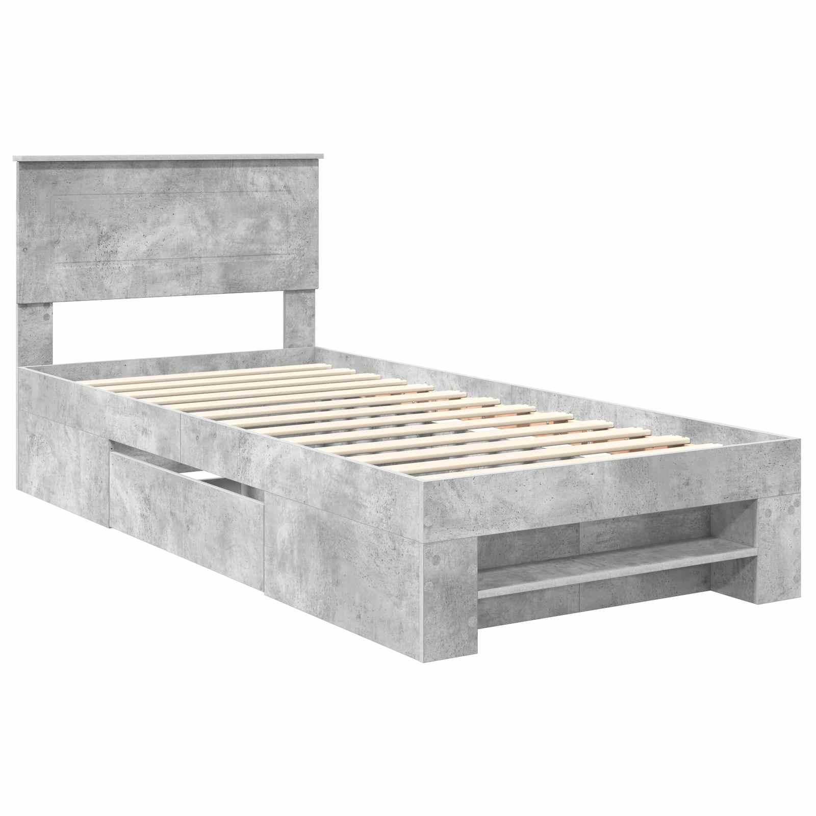 Cadru de pat Gri din beton 90 x 200 cm Lemn compozit GartenMobel Dekor