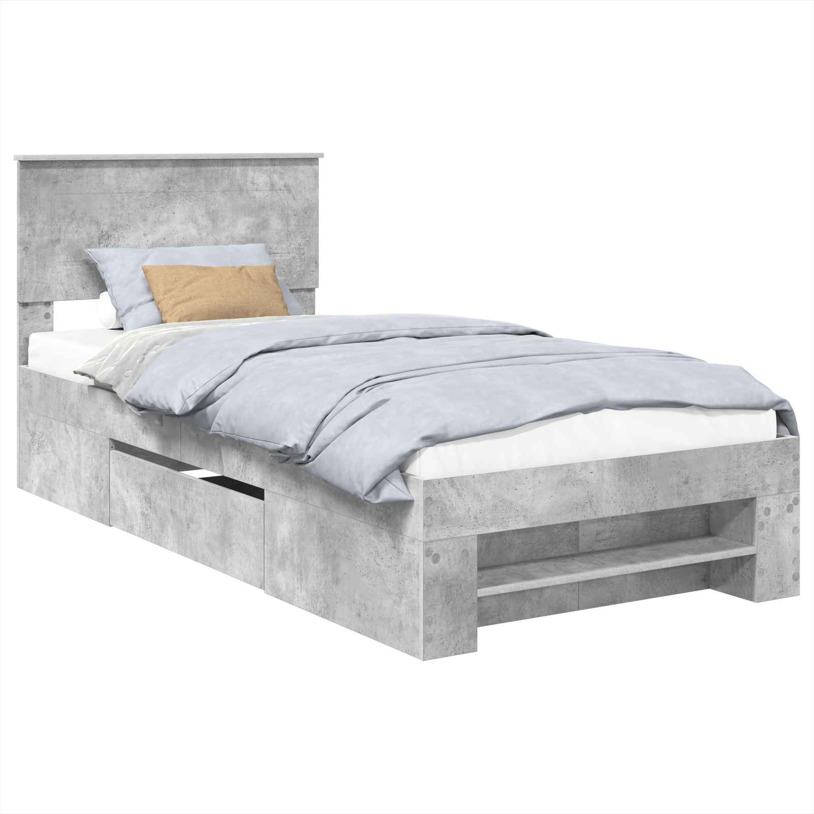 Cadru de pat Gri din beton 90 x 200 cm Lemn compozit GartenMobel Dekor