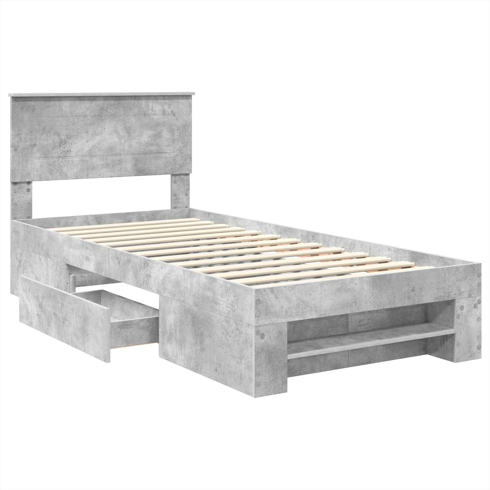 Cadru de pat Gri din beton 90 x 200 cm Lemn compozit GartenMobel Dekor