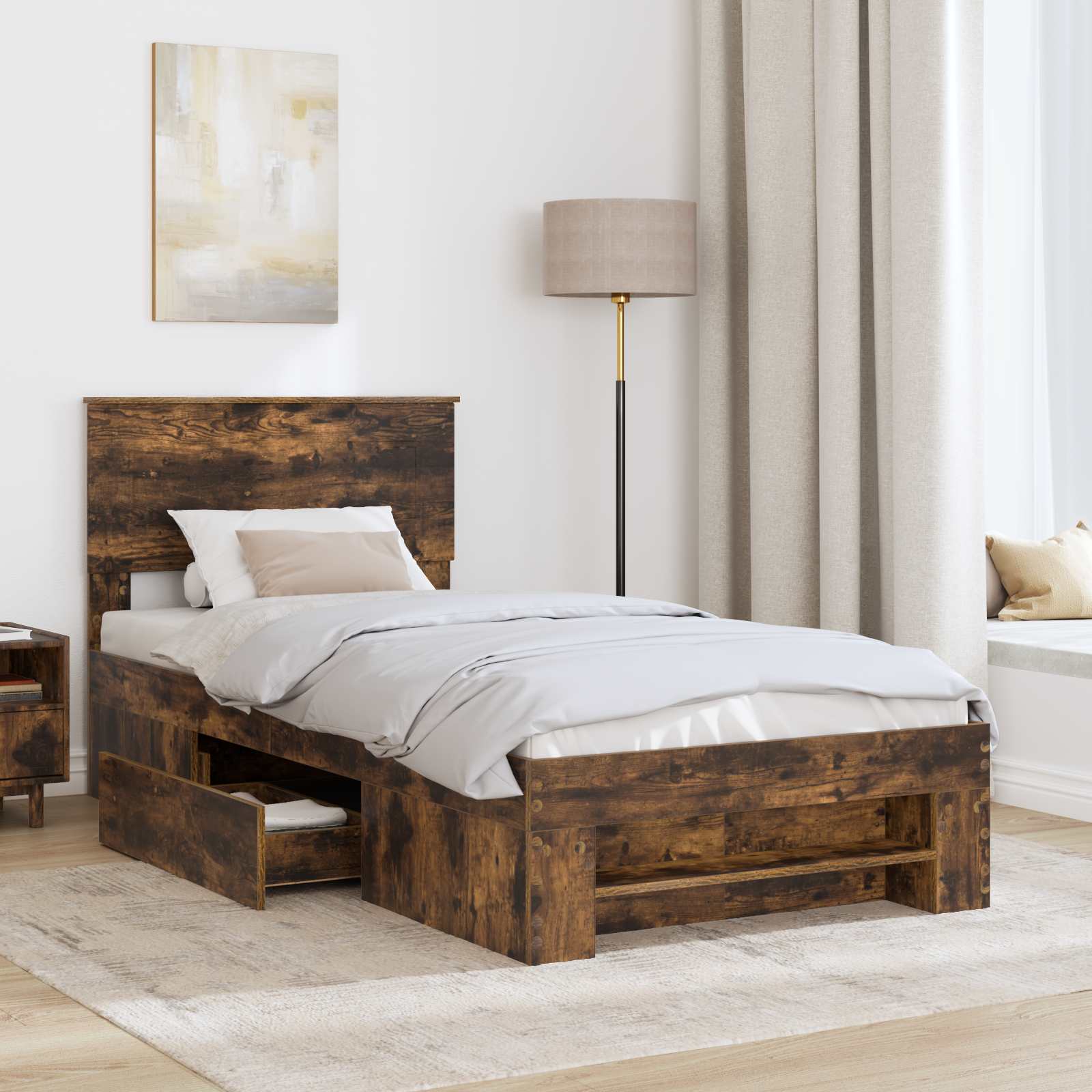 Cadru de pat Stejar fumuriu 80 x 200 cm Lemn compozit GartenMobel Dekor