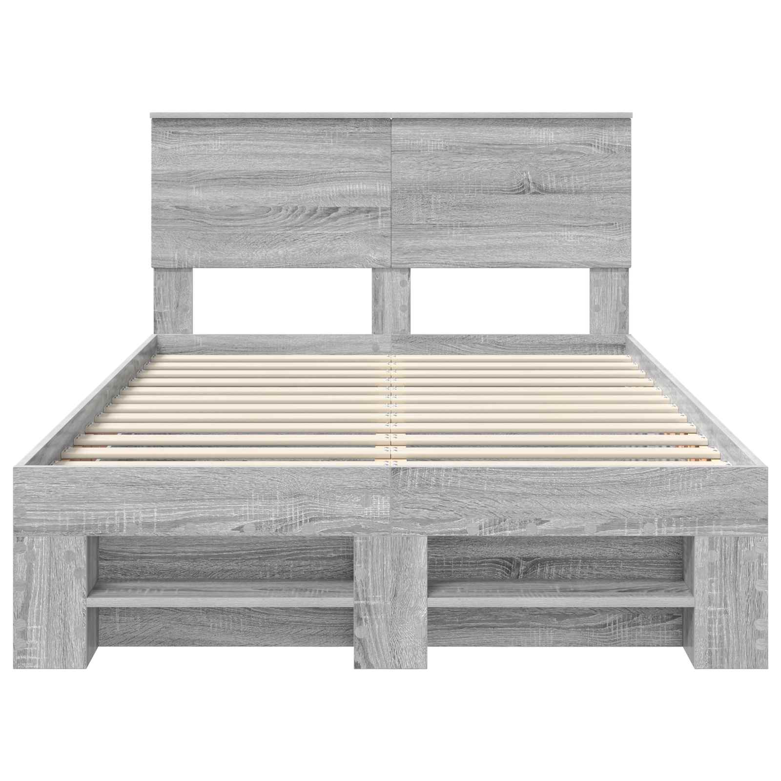 Cadru de pat cu headboard Gri Sonoma 120 x 200 cm Lemn compozit GartenMobel Dekor