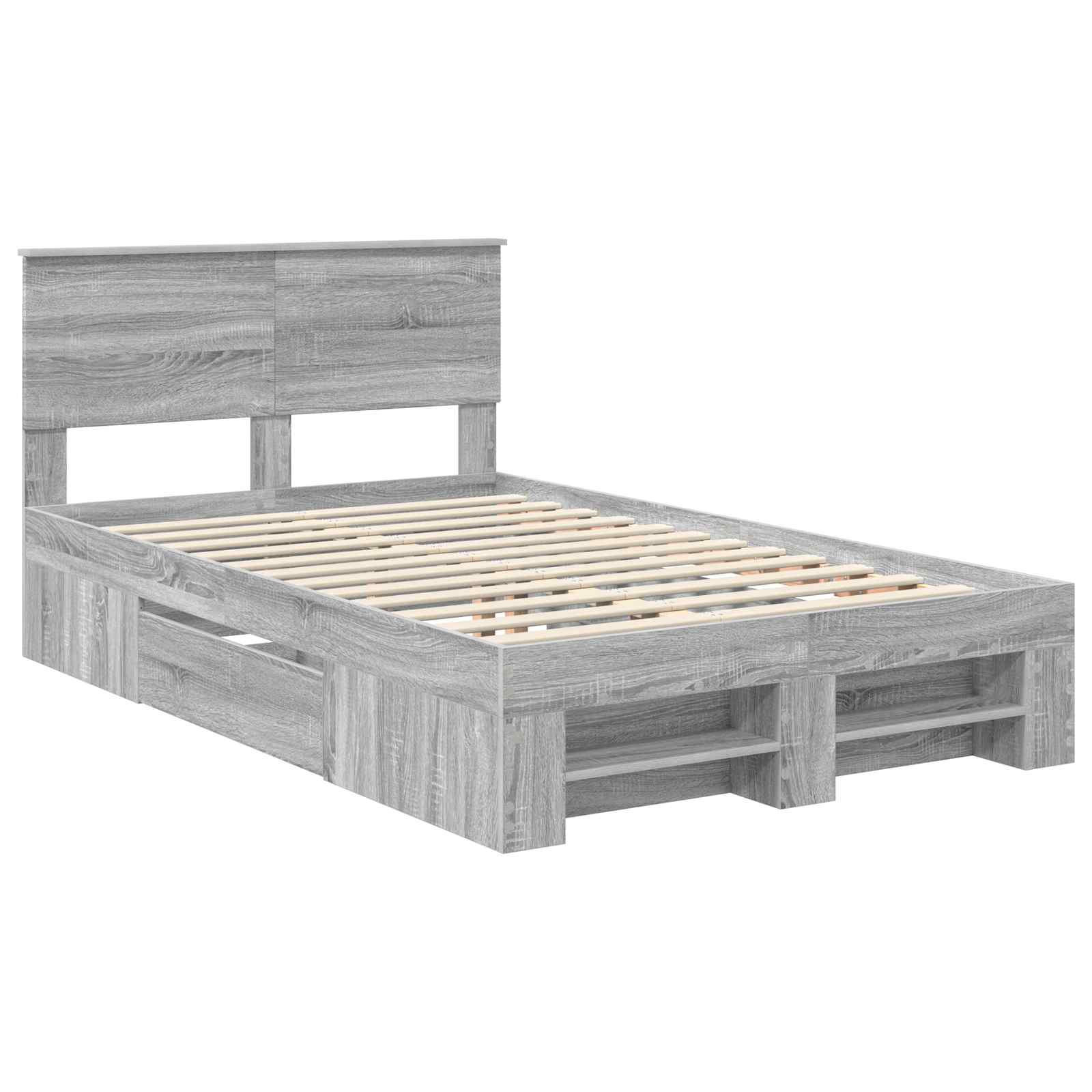 Cadru de pat cu headboard Gri Sonoma 120 x 200 cm Lemn compozit GartenMobel Dekor