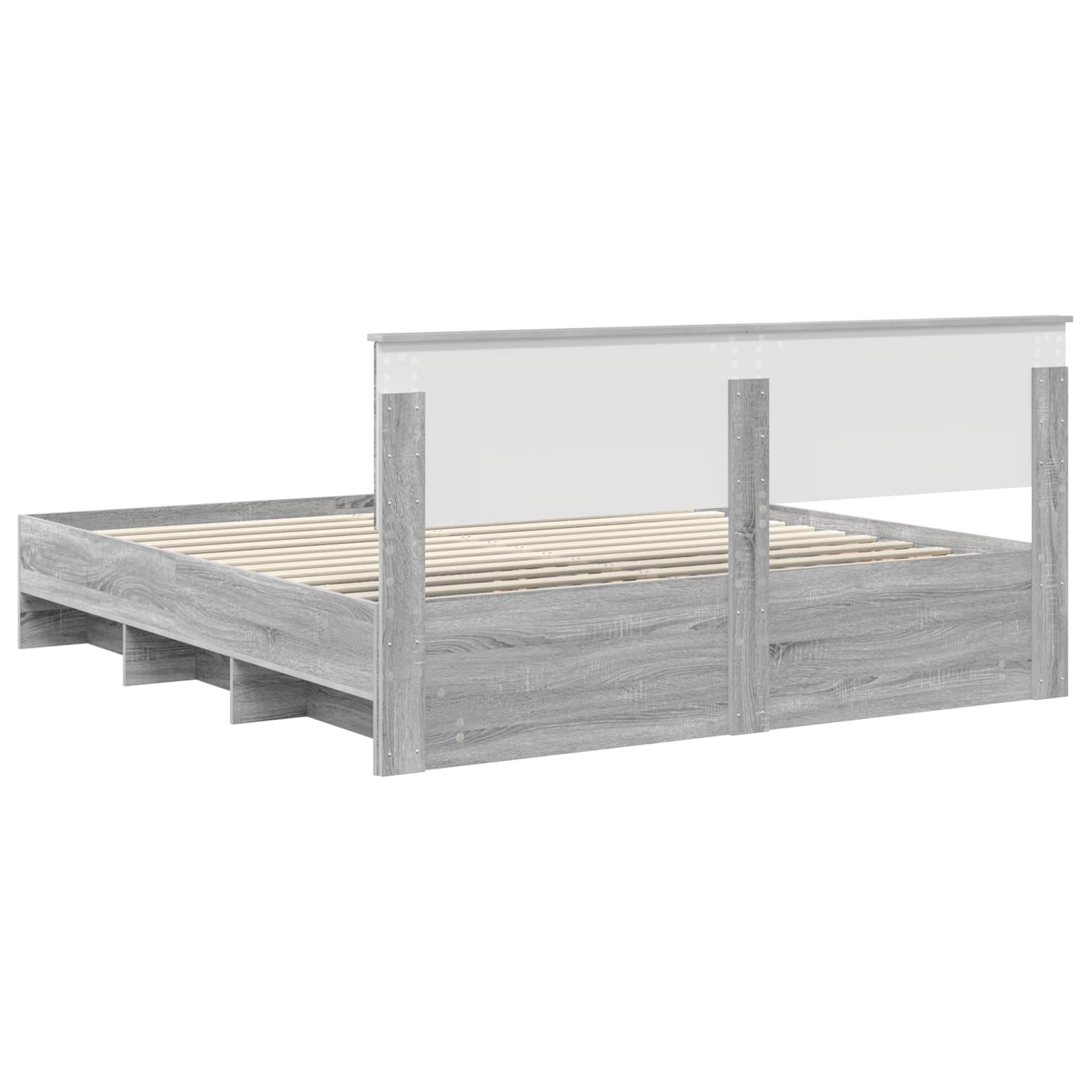 Cadru de pat cu headboard Gri Sonoma 200 x 200 cm Lemn compozit GartenMobel Dekor