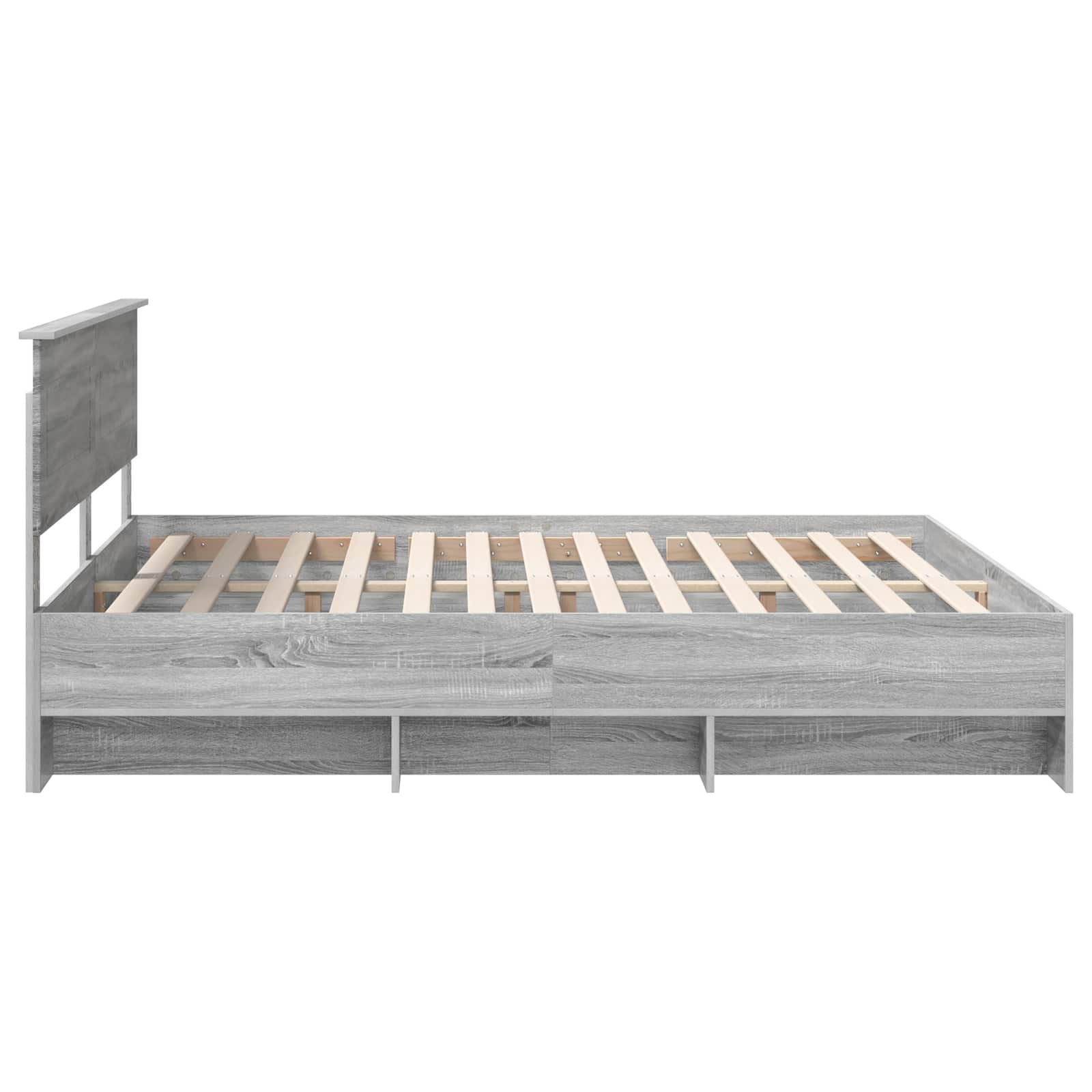 Cadru de pat cu headboard Gri Sonoma 200 x 200 cm Lemn compozit GartenMobel Dekor