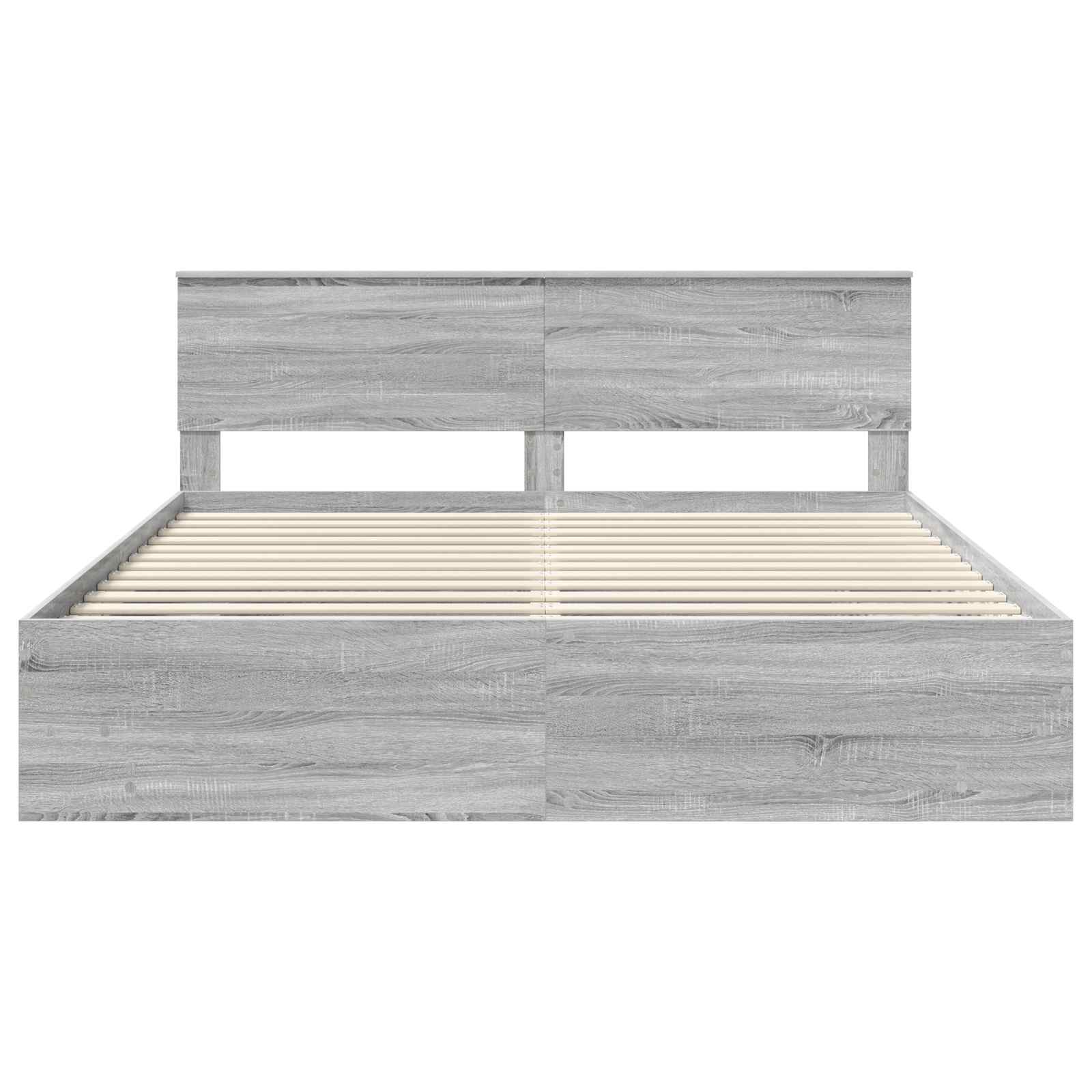 Cadru de pat cu headboard Gri Sonoma 200 x 200 cm Lemn compozit GartenMobel Dekor