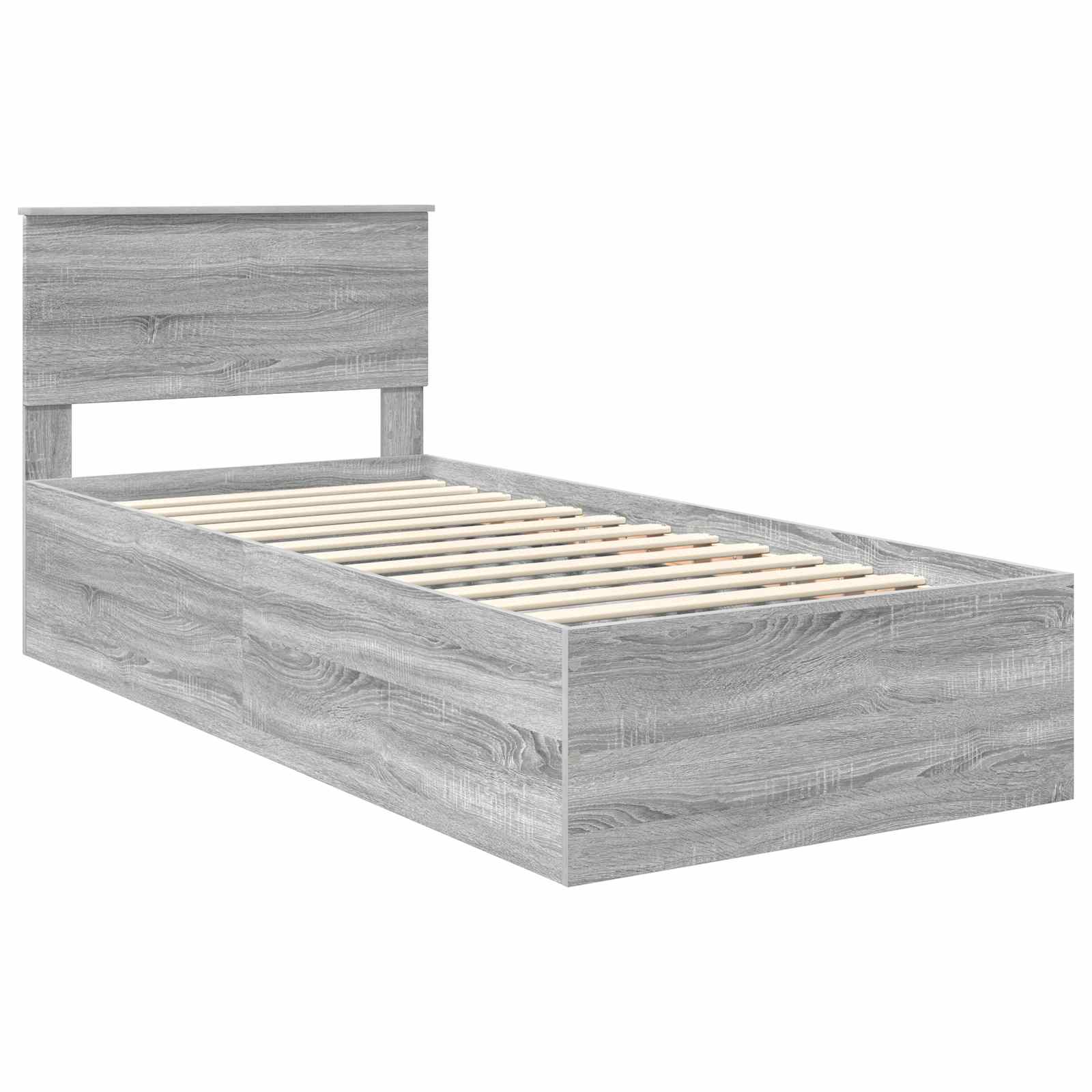 Cadru de pat cu headboard Gri Sonoma 75 x 190 cm Lemn compozit GartenMobel Dekor