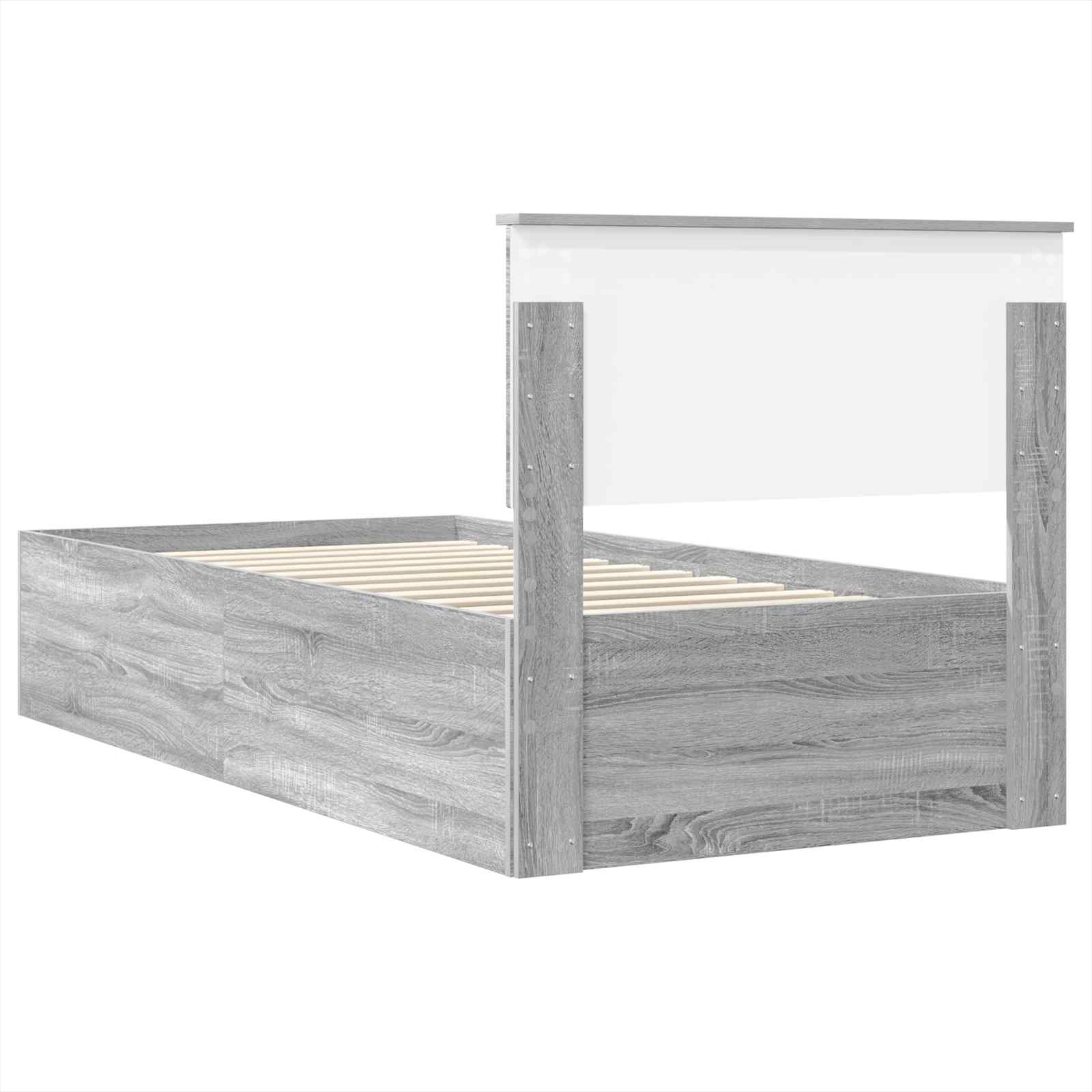 Cadru de pat cu headboard Gri Sonoma 75 x 190 cm Lemn compozit GartenMobel Dekor