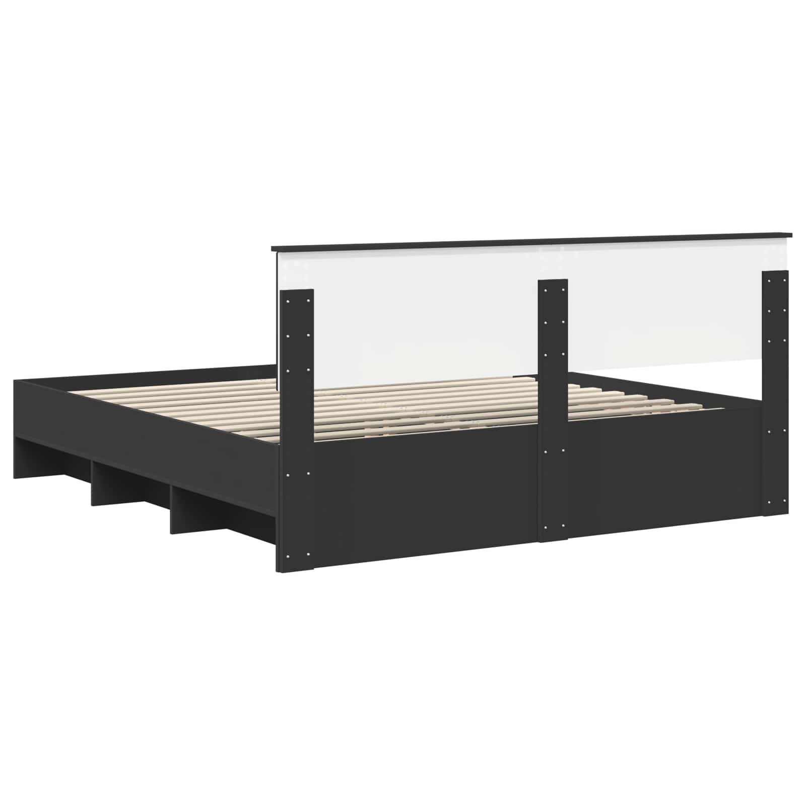 Cadru de pat cu headboard Negru 180 x 200 cm Lemn compozit GartenMobel Dekor