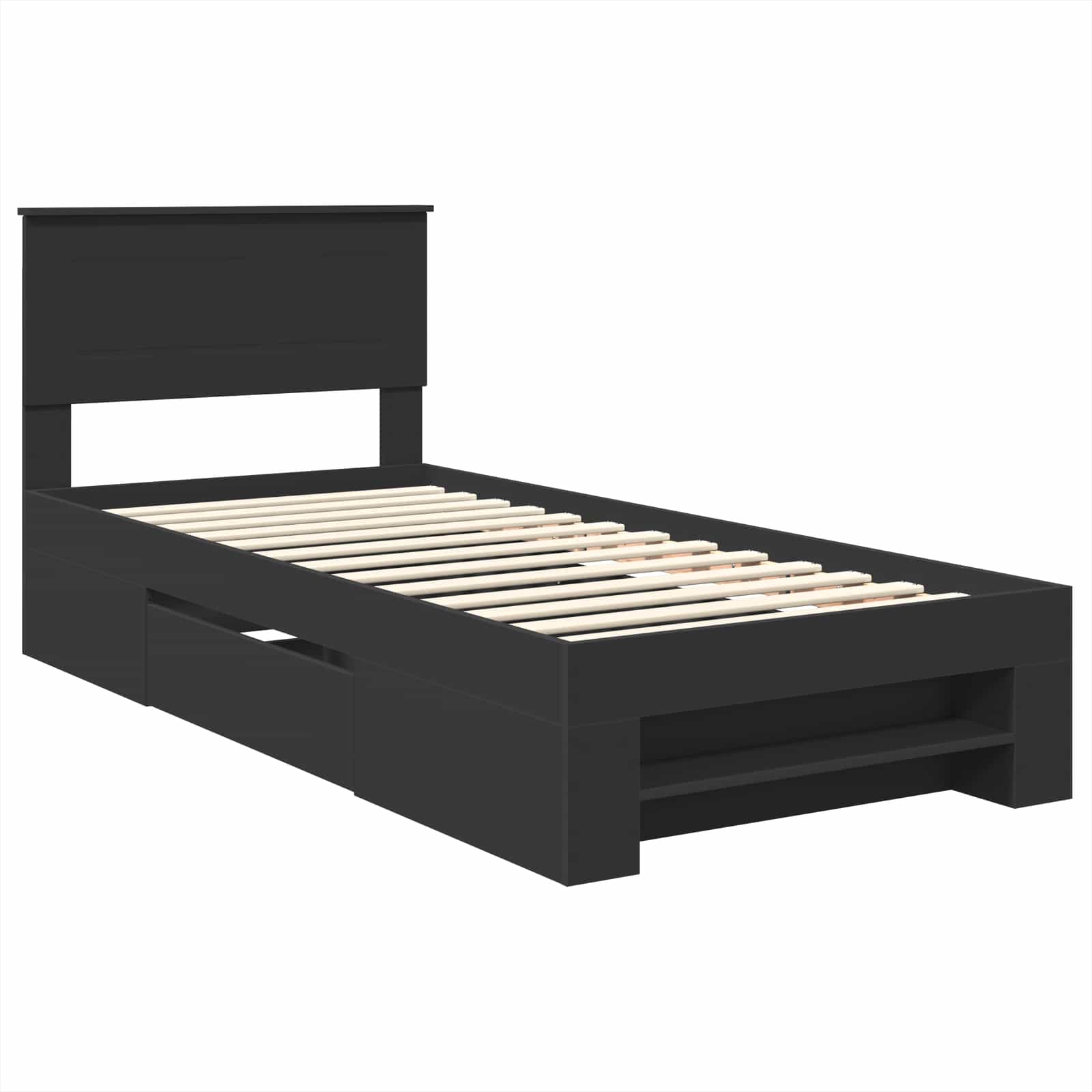 Cadru de pat cu headboard Negru 80 x 200 cm Lemn compozit GartenMobel Dekor