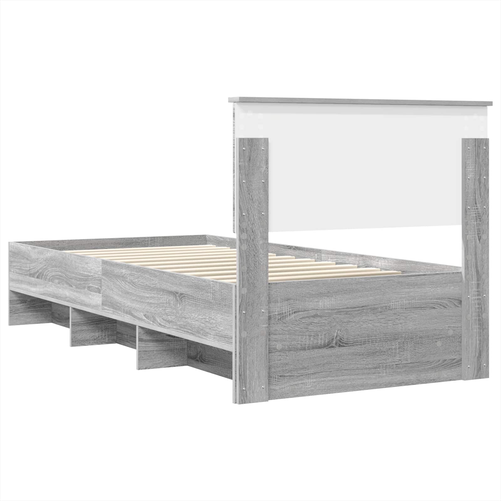 Cadru de pat cu headboard Gri Sonoma 120 x 123 cm Lemn compozit GartenMobel Dekor