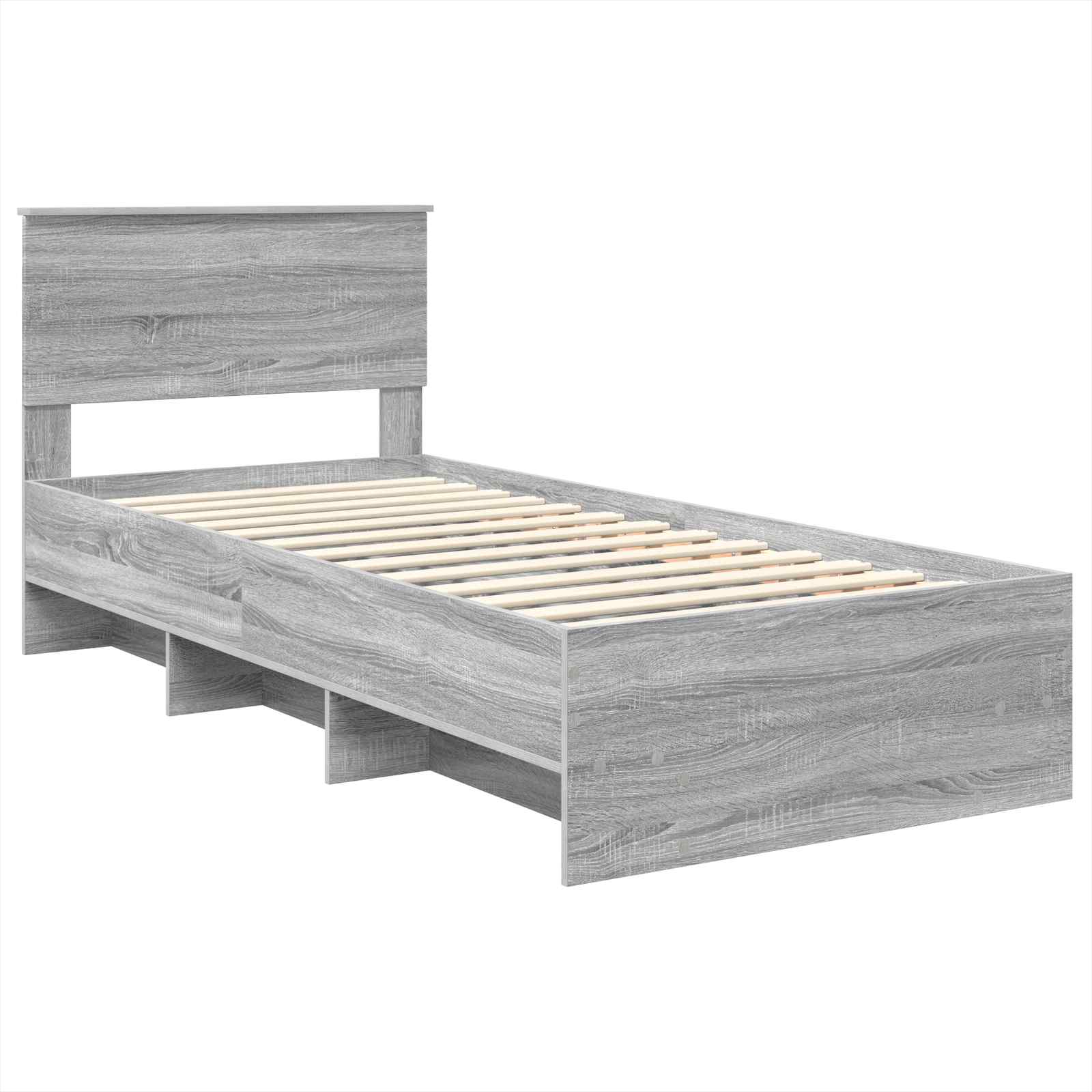 Cadru de pat cu headboard Gri Sonoma 120 x 123 cm Lemn compozit GartenMobel Dekor