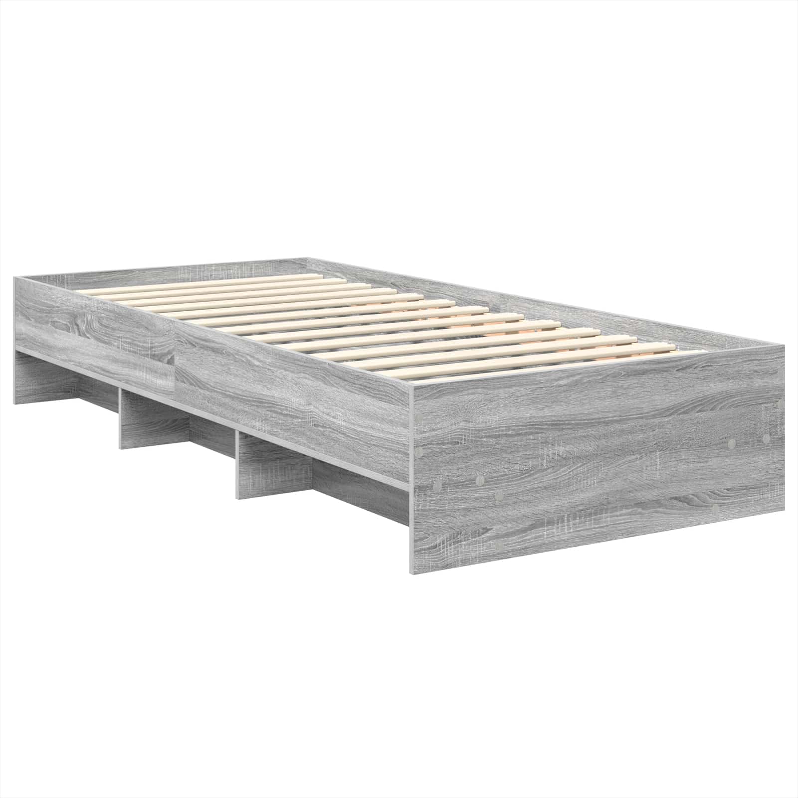 Cadru de pat cu headboard Gri Sonoma 120 x 123 cm Lemn compozit GartenMobel Dekor