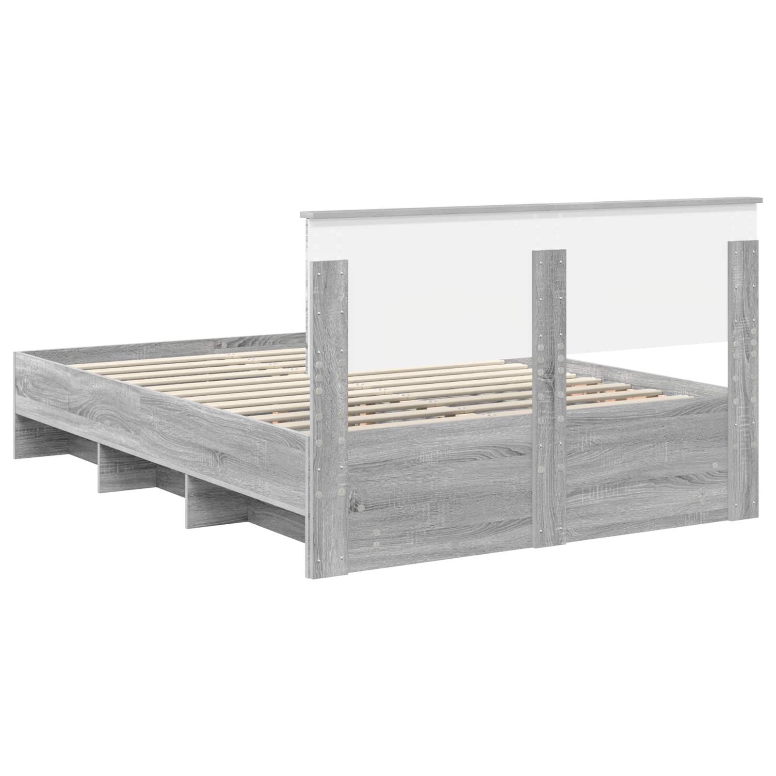 Cadru de pat cu headboard Gri Sonoma 150 x 200 cm Lemn compozit GartenMobel Dekor