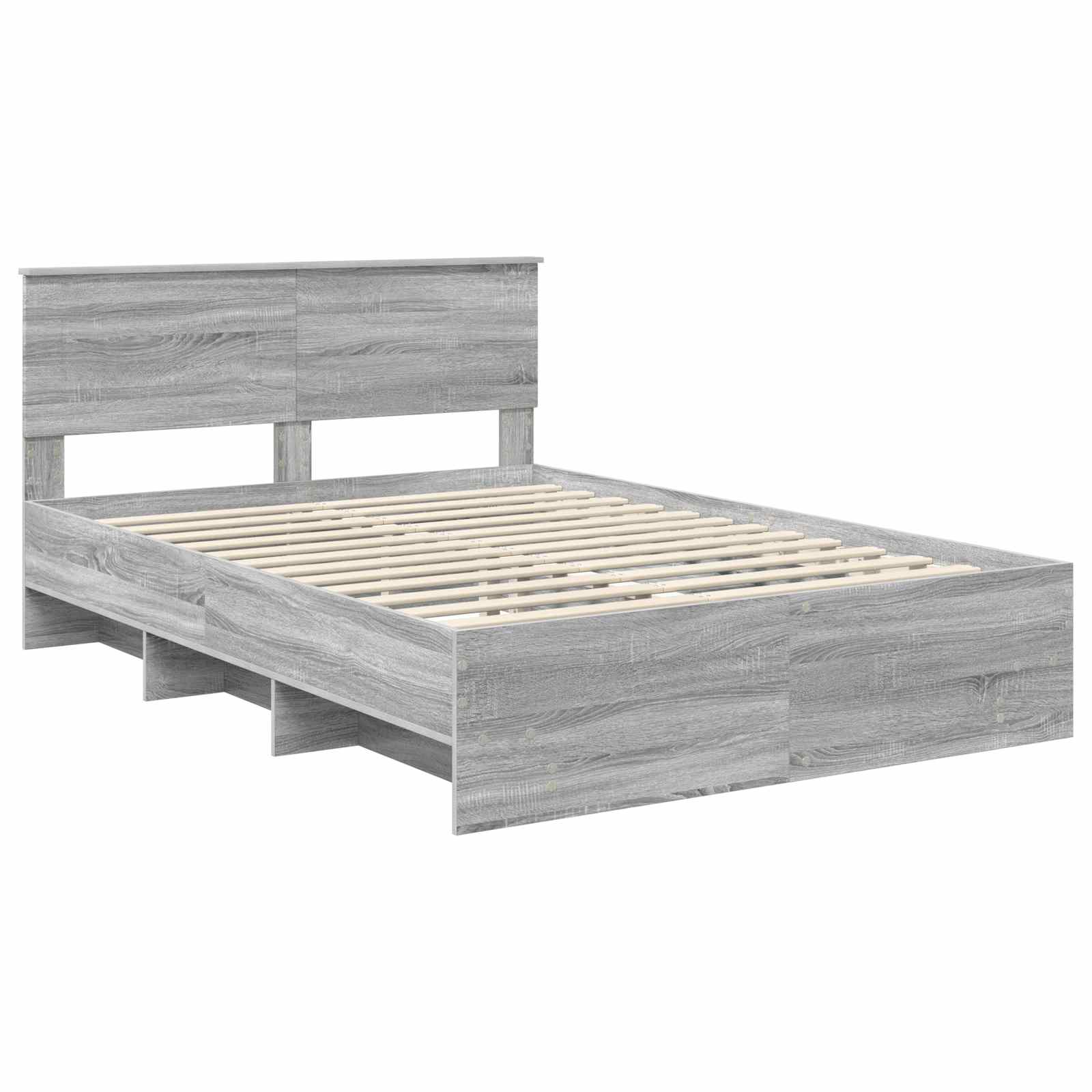 Cadru de pat cu headboard Gri Sonoma 150 x 200 cm Lemn compozit GartenMobel Dekor