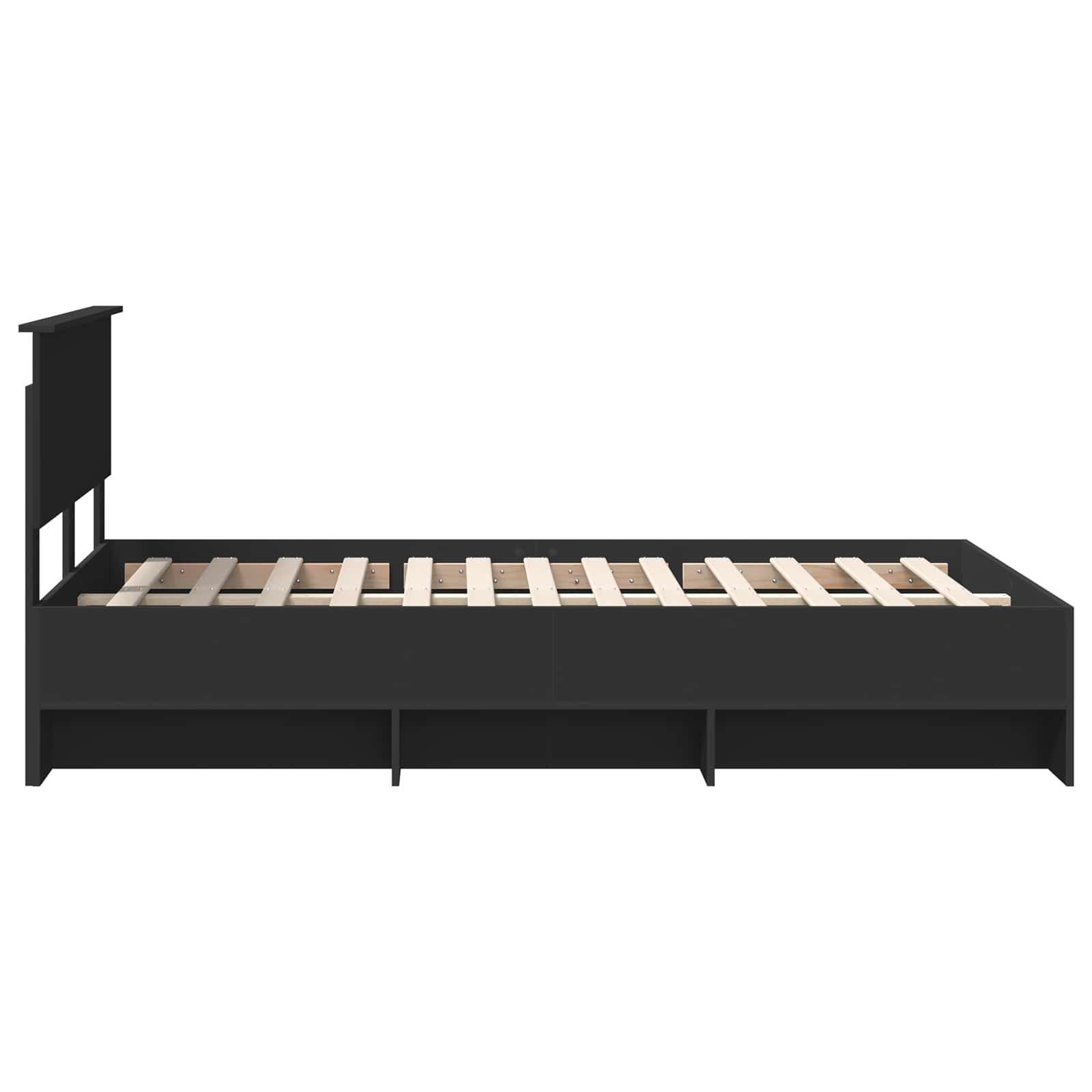 Cadru de pat cu headboard Negru 120 x 123 cm Lemn compozit GartenMobel Dekor