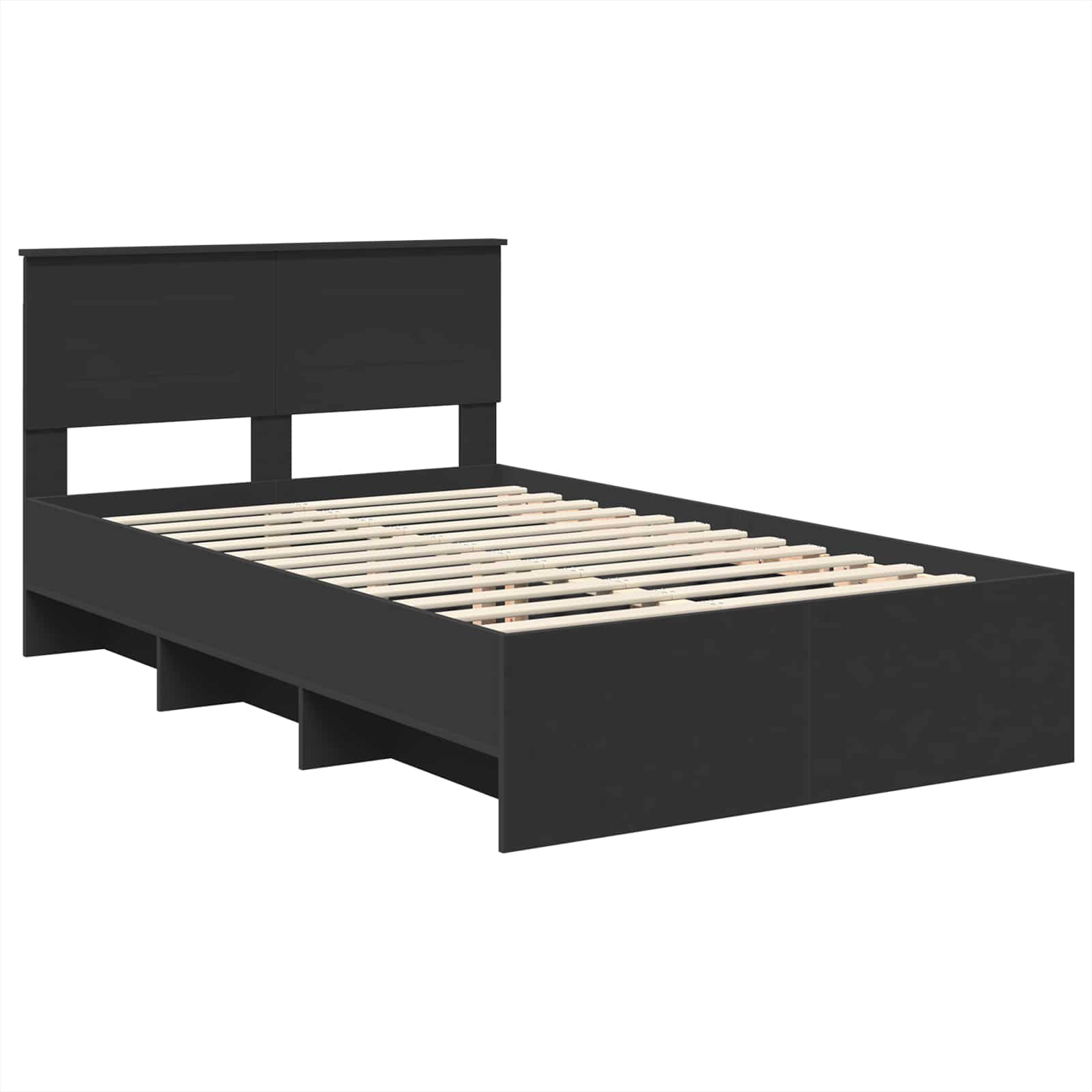 Cadru de pat cu headboard Negru 120 x 123 cm Lemn compozit GartenMobel Dekor
