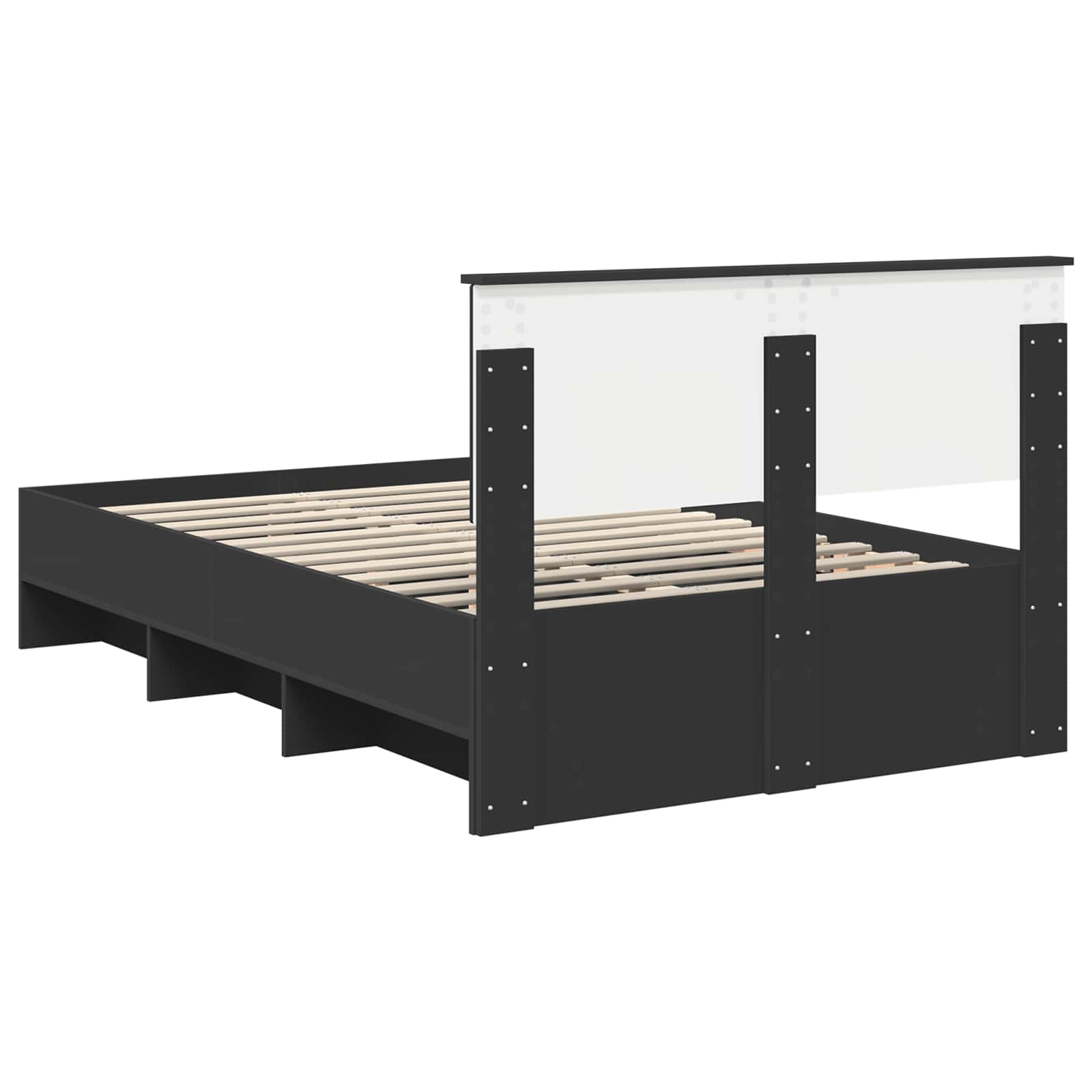 Cadru de pat cu headboard Negru 120 x 123 cm Lemn compozit GartenMobel Dekor