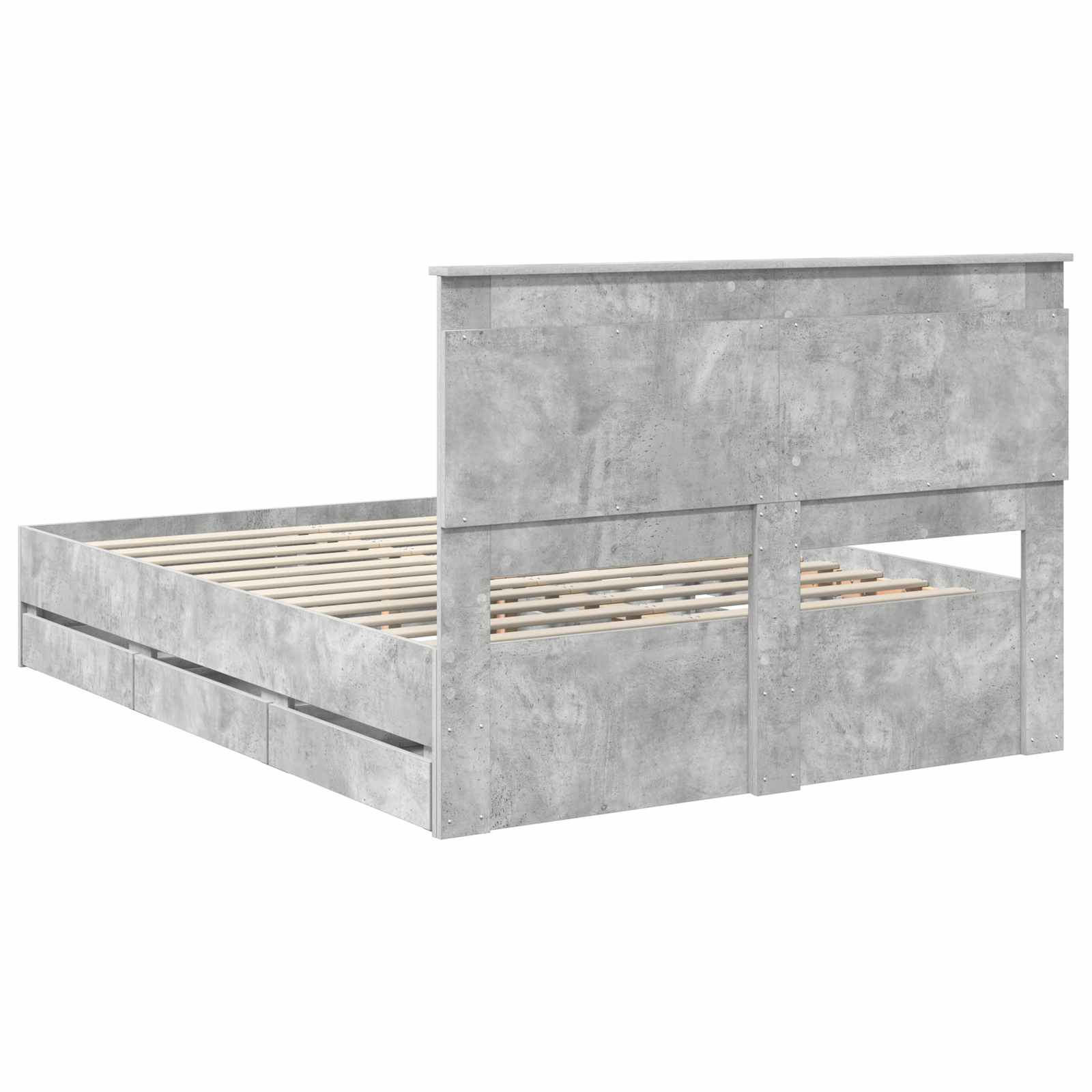 Cadru de pat Gri din beton 140 x 190 cm Lemn Ingineresc GartenMobel Dekor