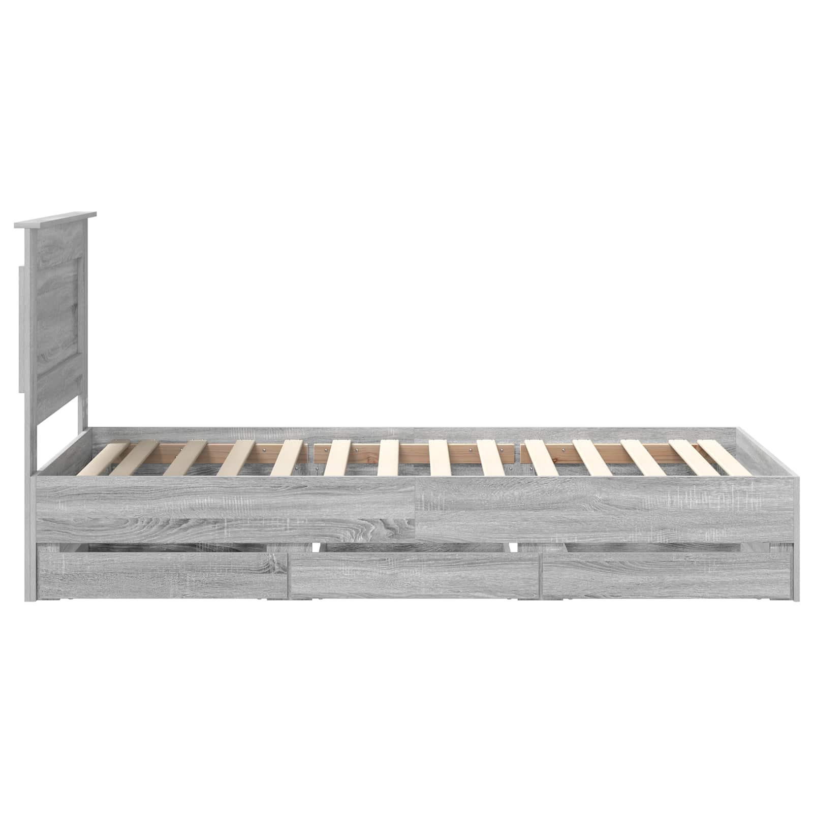 Cadru de pat cu sertar Gri Sonoma 100 x 200 cm Lemn Ingineresc GartenMobel Dekor