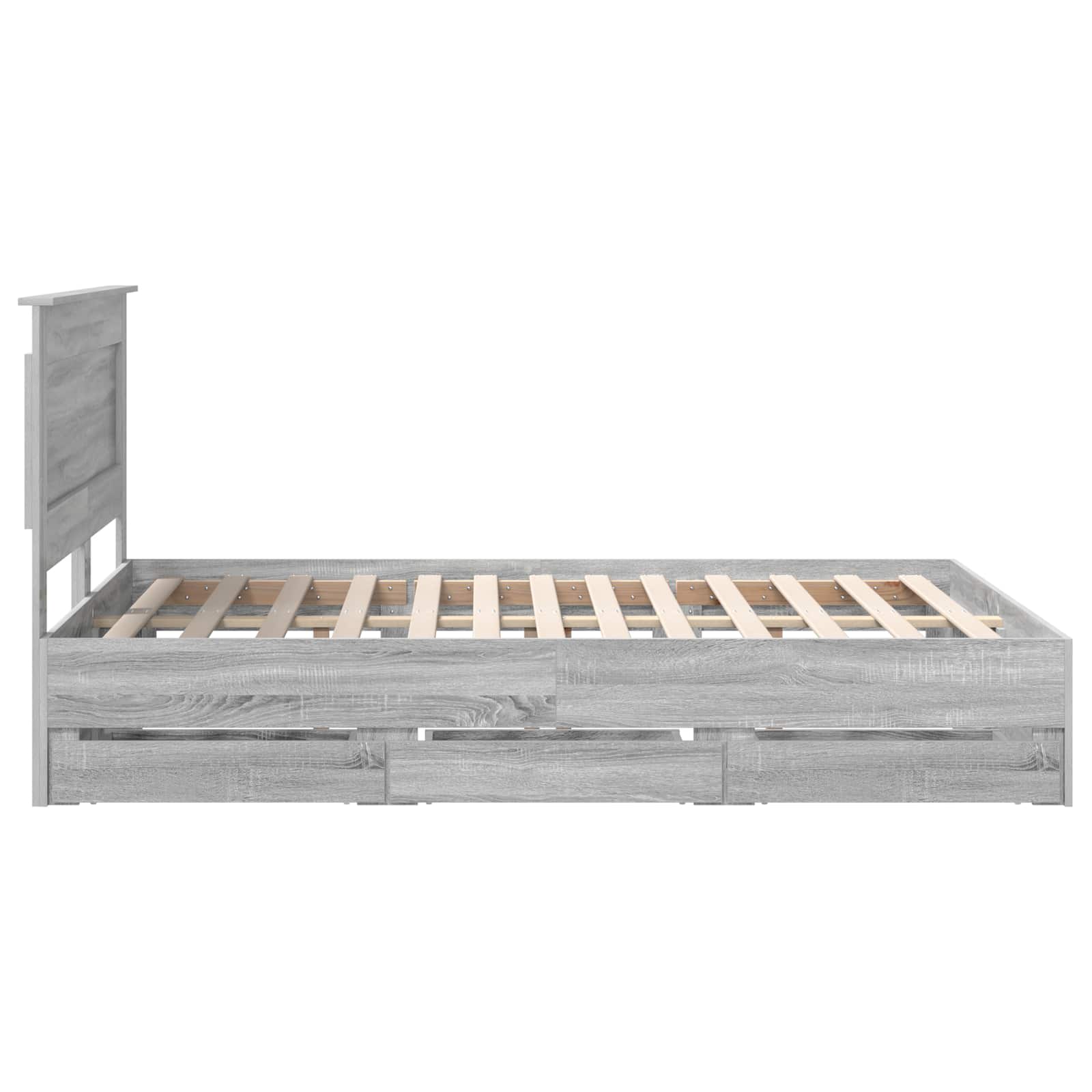 Cadru de pat cu sertar Gri Sonoma 140 x 190 cm Lemn Ingineresc GartenMobel Dekor