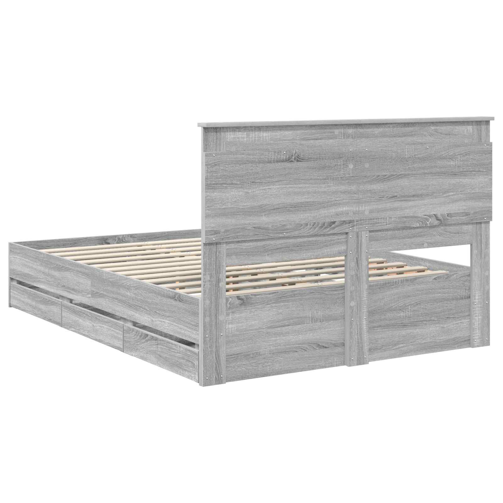 Cadru de pat cu sertar Gri Sonoma 140 x 190 cm Lemn Ingineresc GartenMobel Dekor