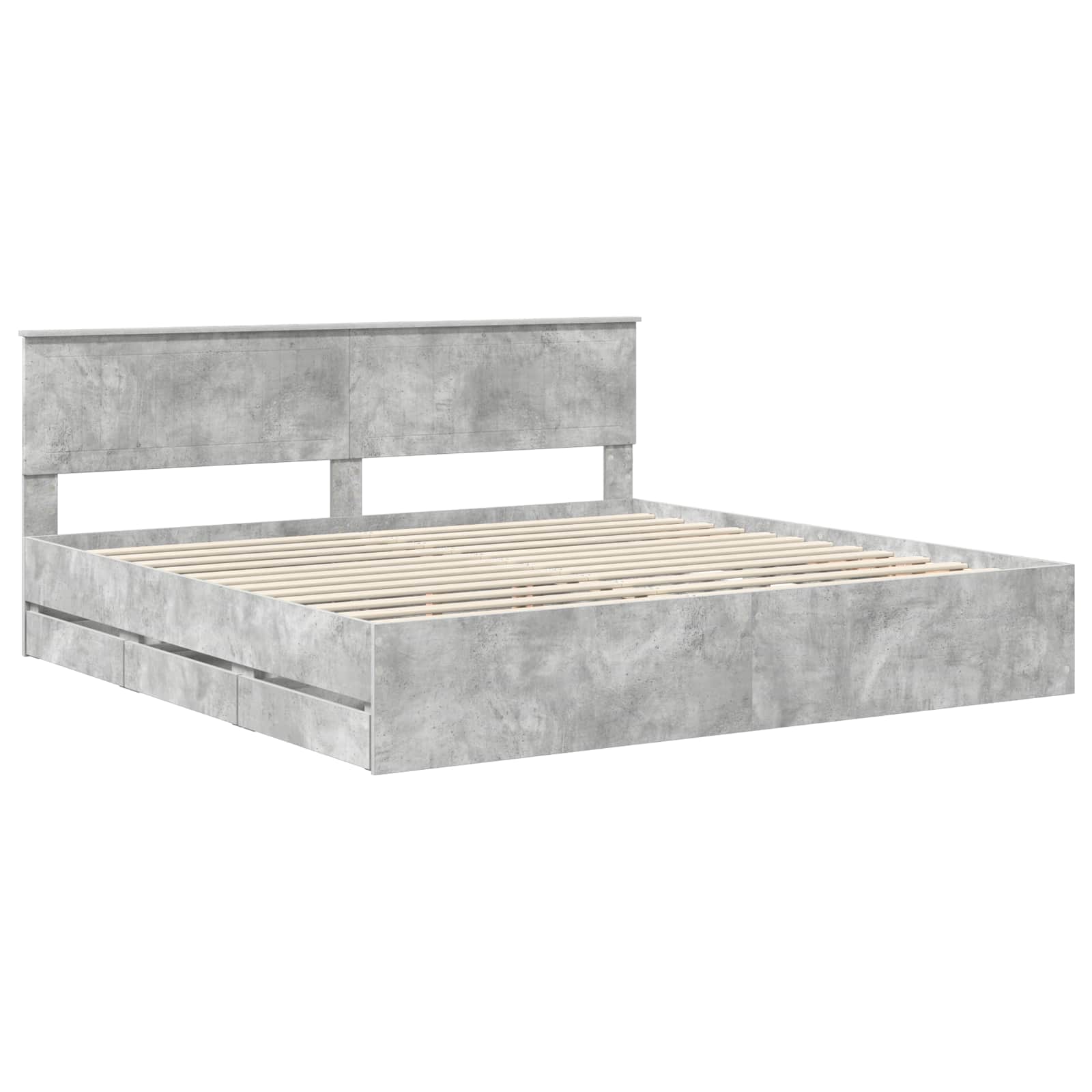 Cadru de pat Gri din beton 200 x 200 cm Lemn Ingineresc GartenMobel Dekor