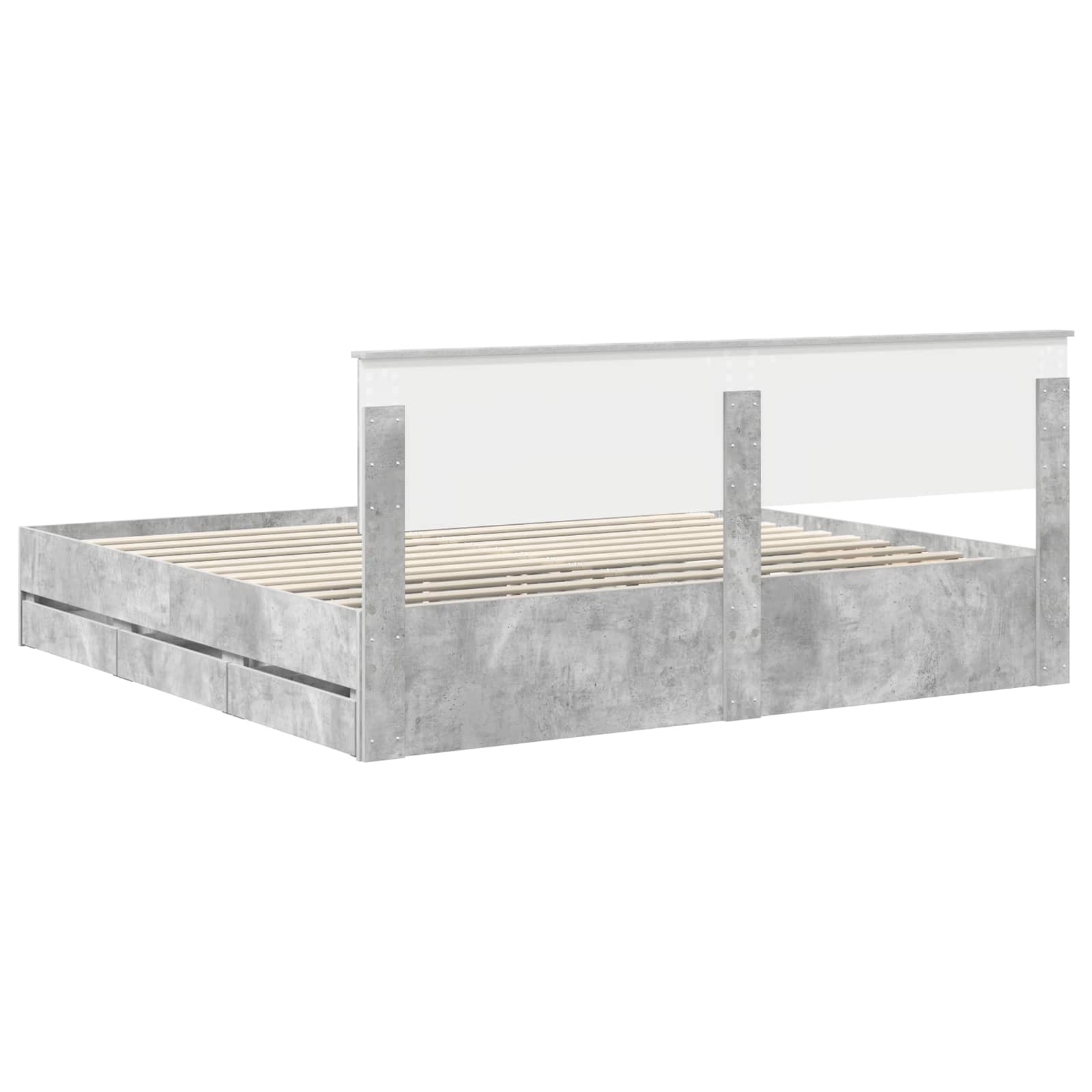 Cadru de pat Gri din beton 200 x 200 cm Lemn Ingineresc GartenMobel Dekor