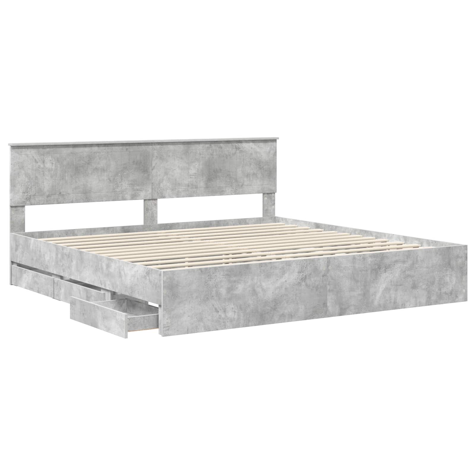 Cadru de pat Gri din beton 200 x 200 cm Lemn Ingineresc GartenMobel Dekor