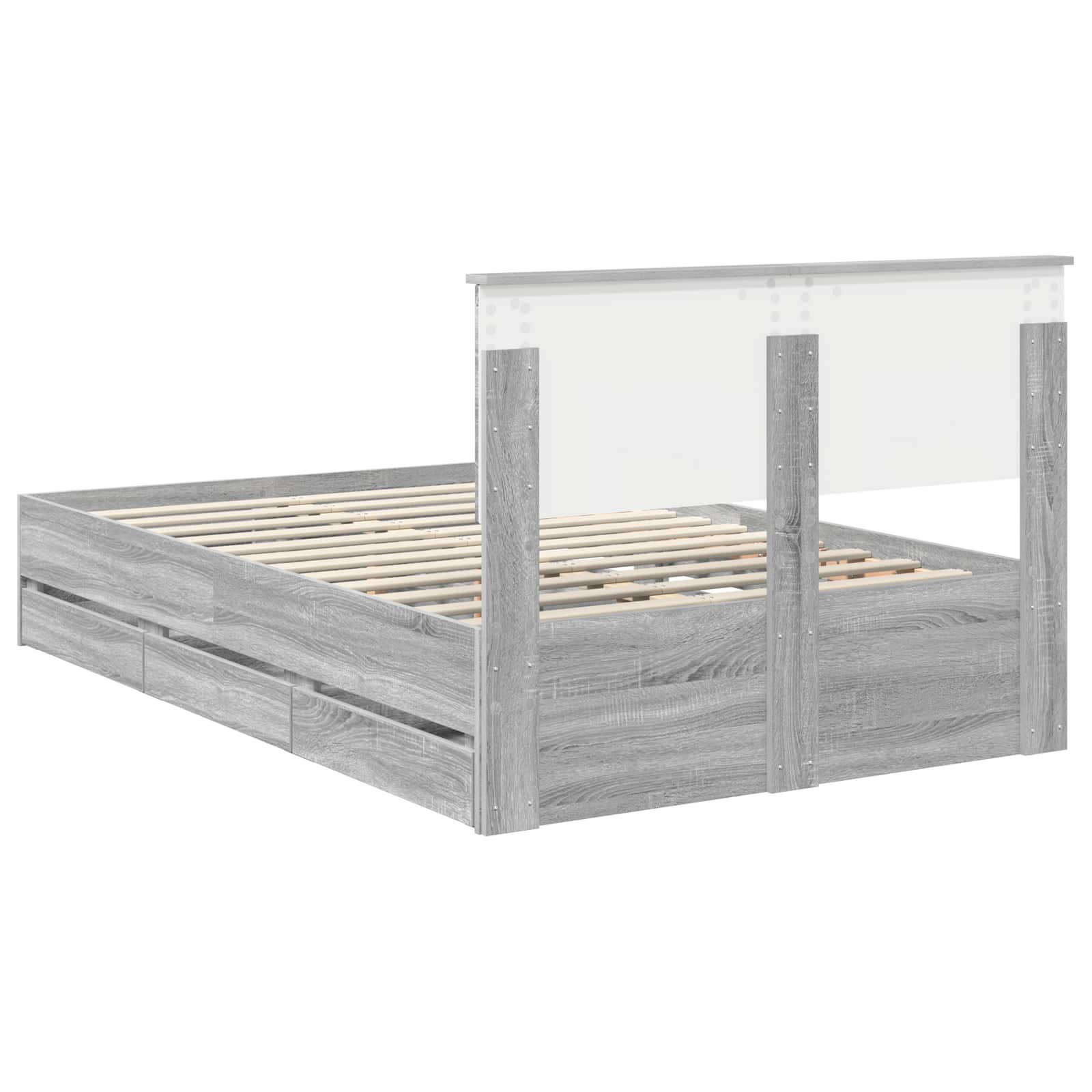 Cadru de pat cu sertar Gri Sonoma 120 x 200 cm Lemn Ingineresc GartenMobel Dekor