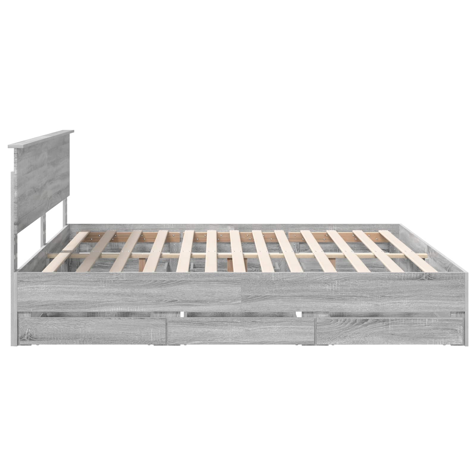 Cadru de pat cu sertar Gri Sonoma 200 x 200 cm Lemn Ingineresc GartenMobel Dekor