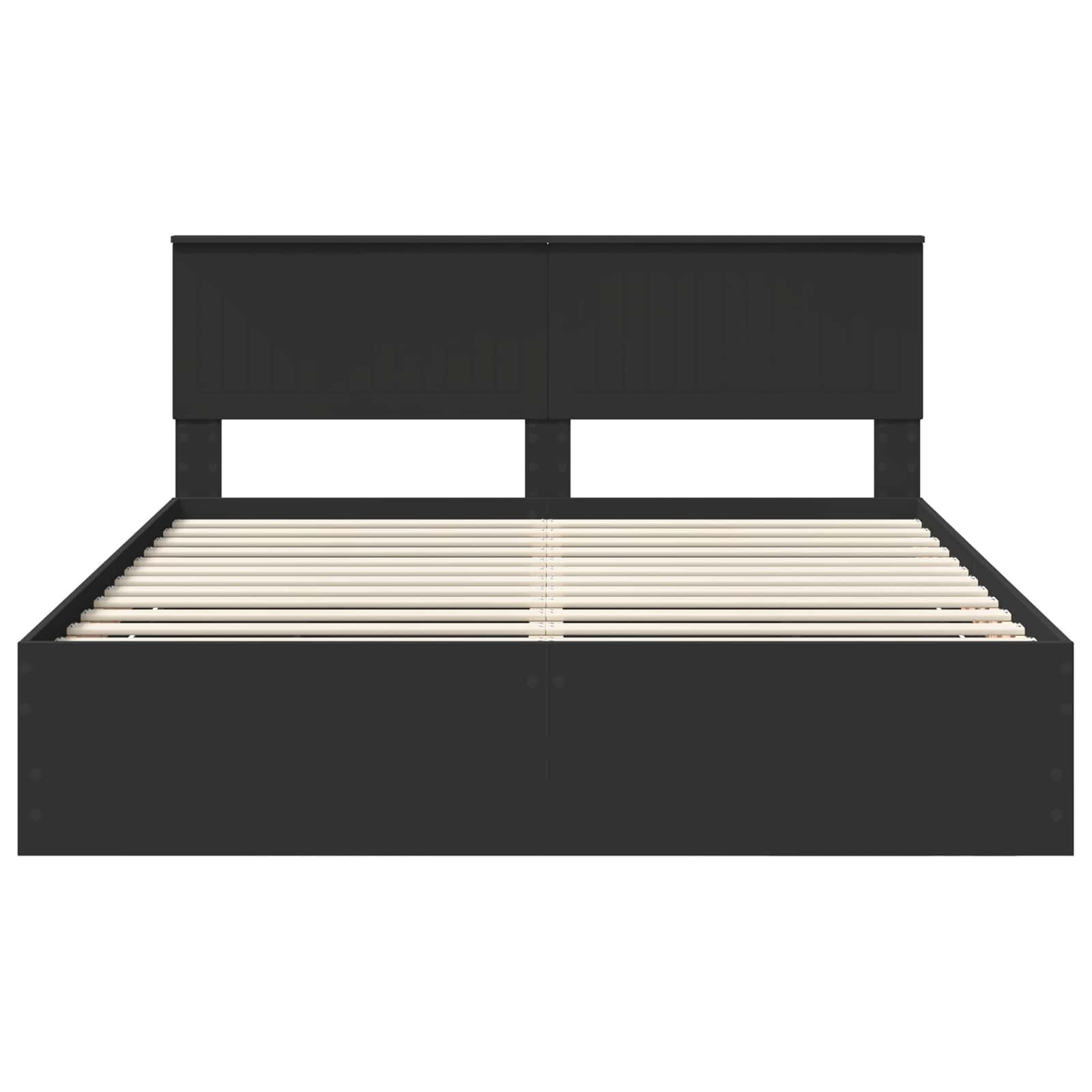 Cadru de pat cu sertar Negru 160 x 200 cm Lemn Ingineresc GartenMobel Dekor