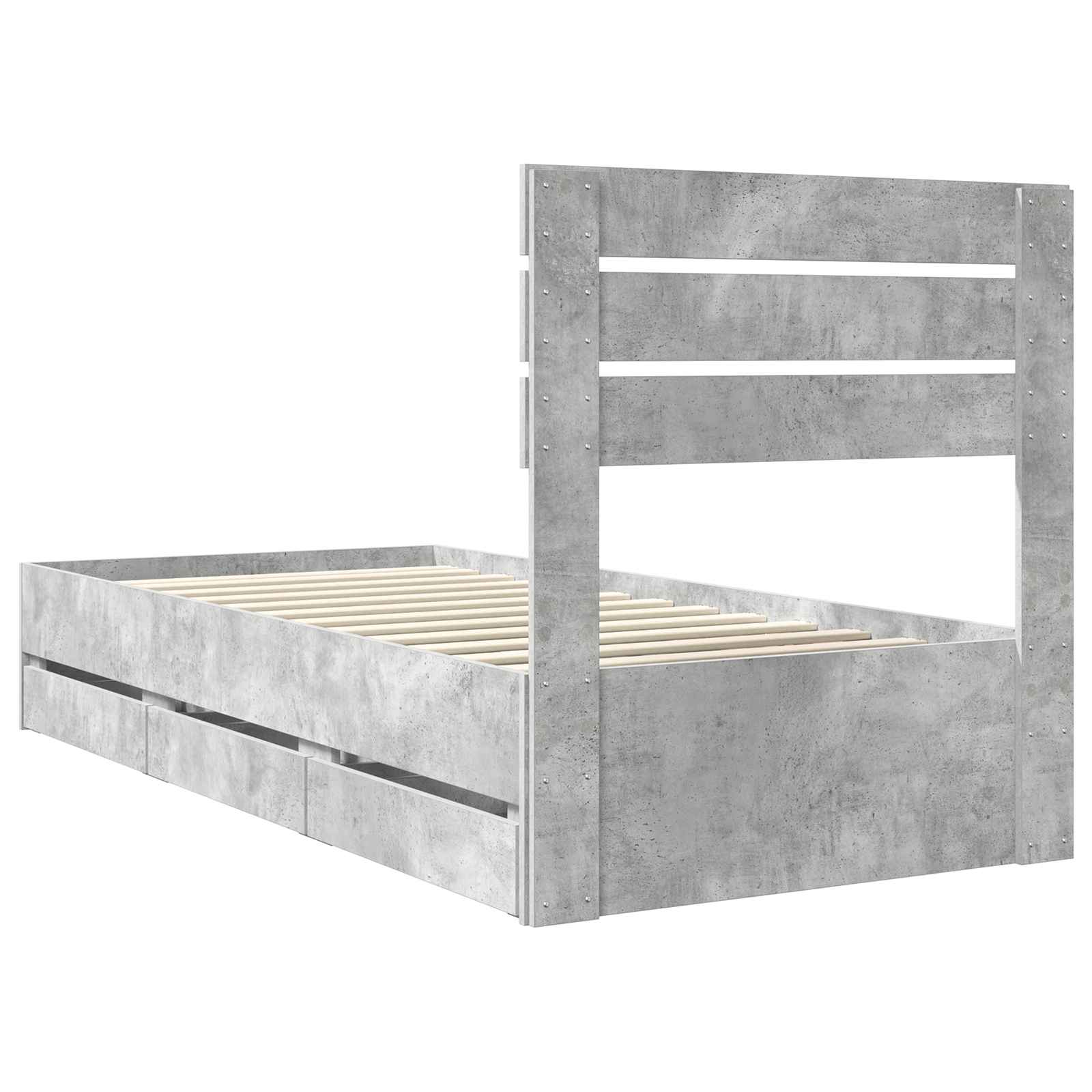 Cadru de pat Gri din beton 100 x 200 cm Lemn Ingineresc GartenMobel Dekor