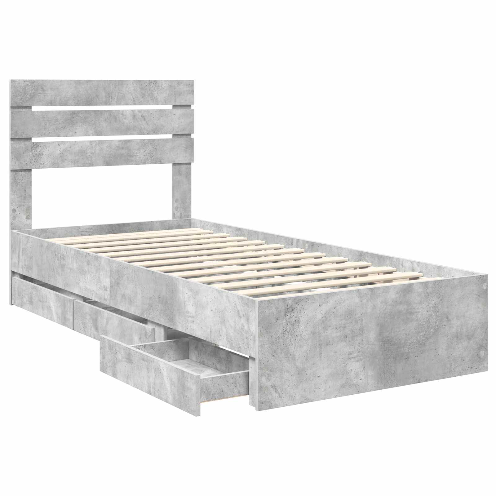 Cadru de pat Gri din beton 100 x 200 cm Lemn Ingineresc GartenMobel Dekor