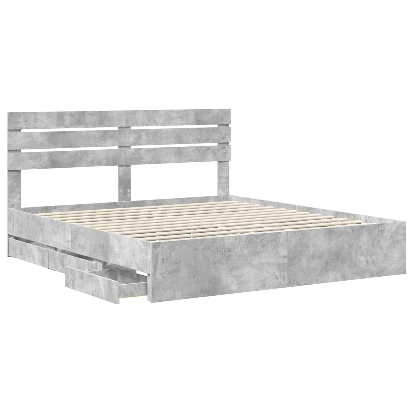 Cadru de pat Gri din beton 200 x 200 cm Lemn Ingineresc GartenMobel Dekor