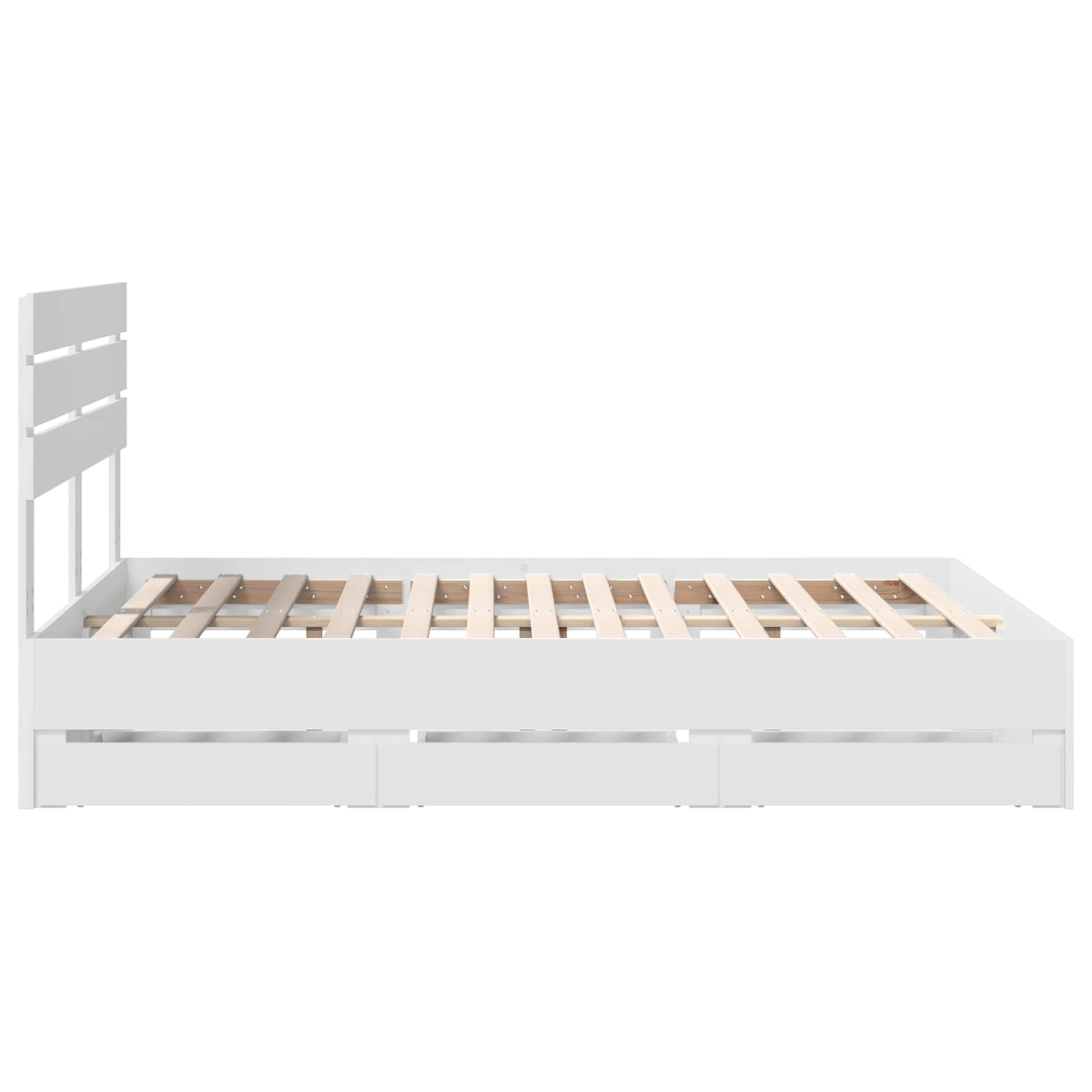 Cadru de pat cu sertar Alb 140 x 200 cm Lemn Ingineresc GartenMobel Dekor