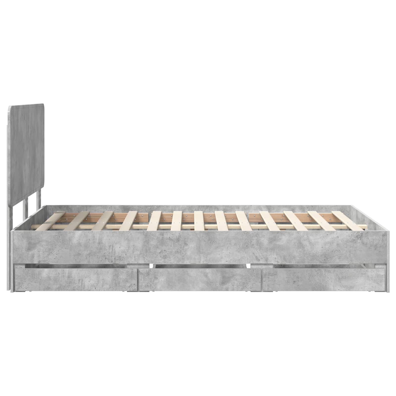 Cadru de pat Gri din beton 135 x 190 cm Lemn Ingineresc GartenMobel Dekor