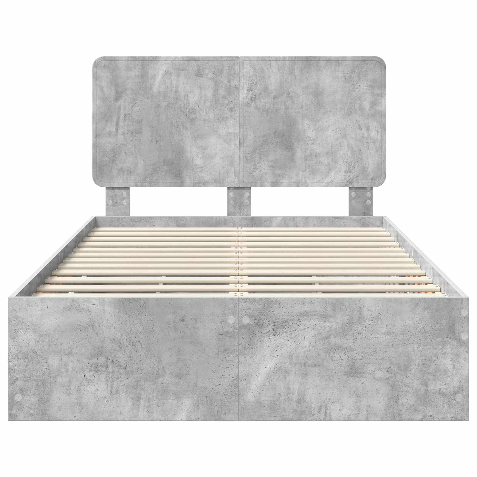 Cadru de pat Gri din beton 135 x 190 cm Lemn Ingineresc GartenMobel Dekor