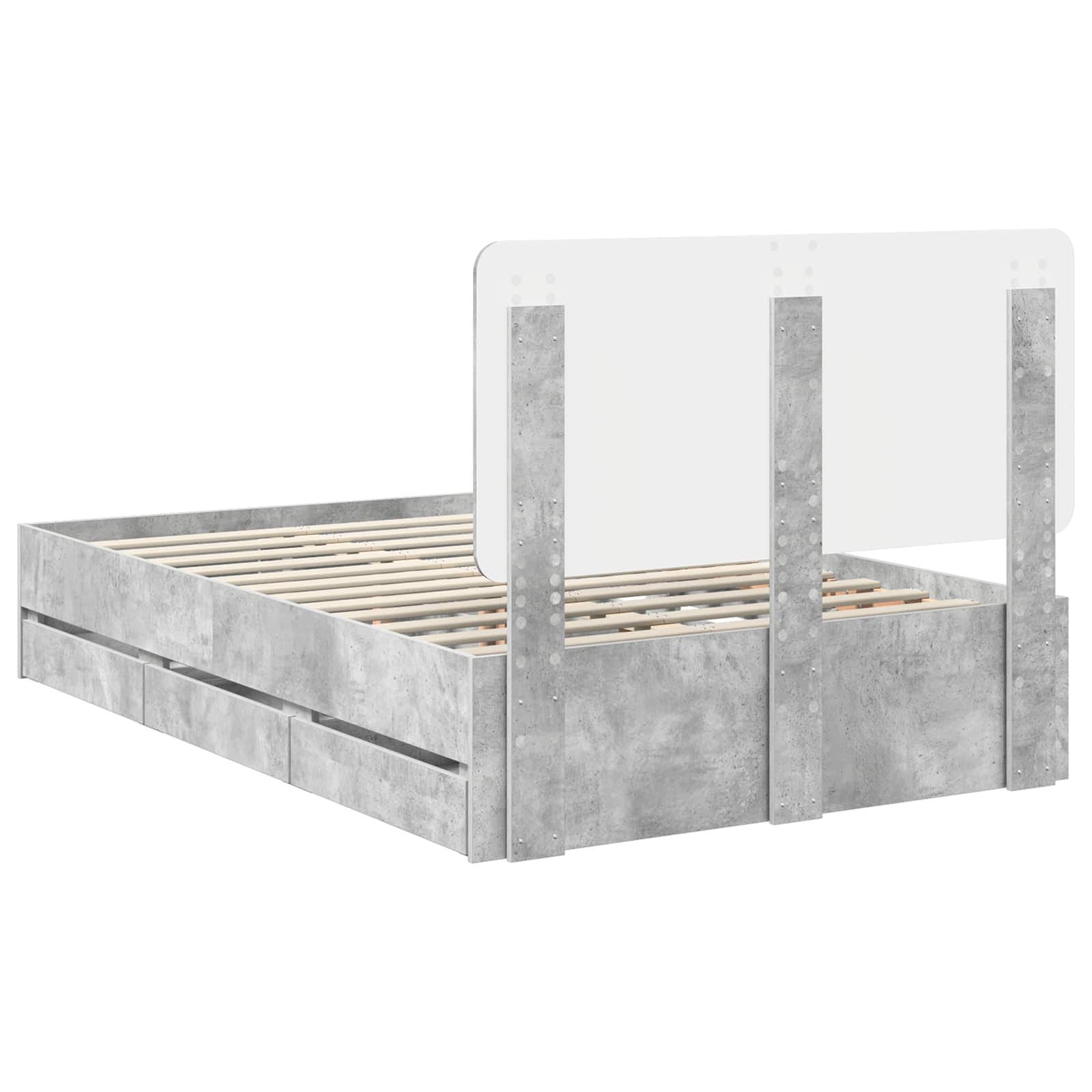 Cadru de pat Gri din beton 135 x 190 cm Lemn Ingineresc GartenMobel Dekor