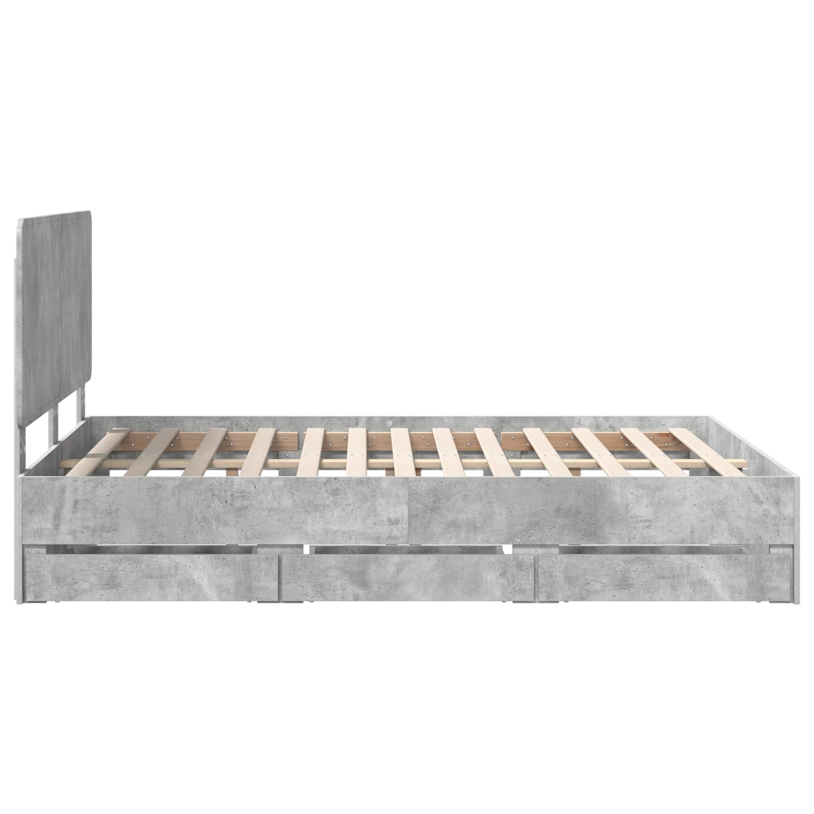Cadru de pat Gri din beton 140 x 200 cm Lemn Ingineresc GartenMobel Dekor